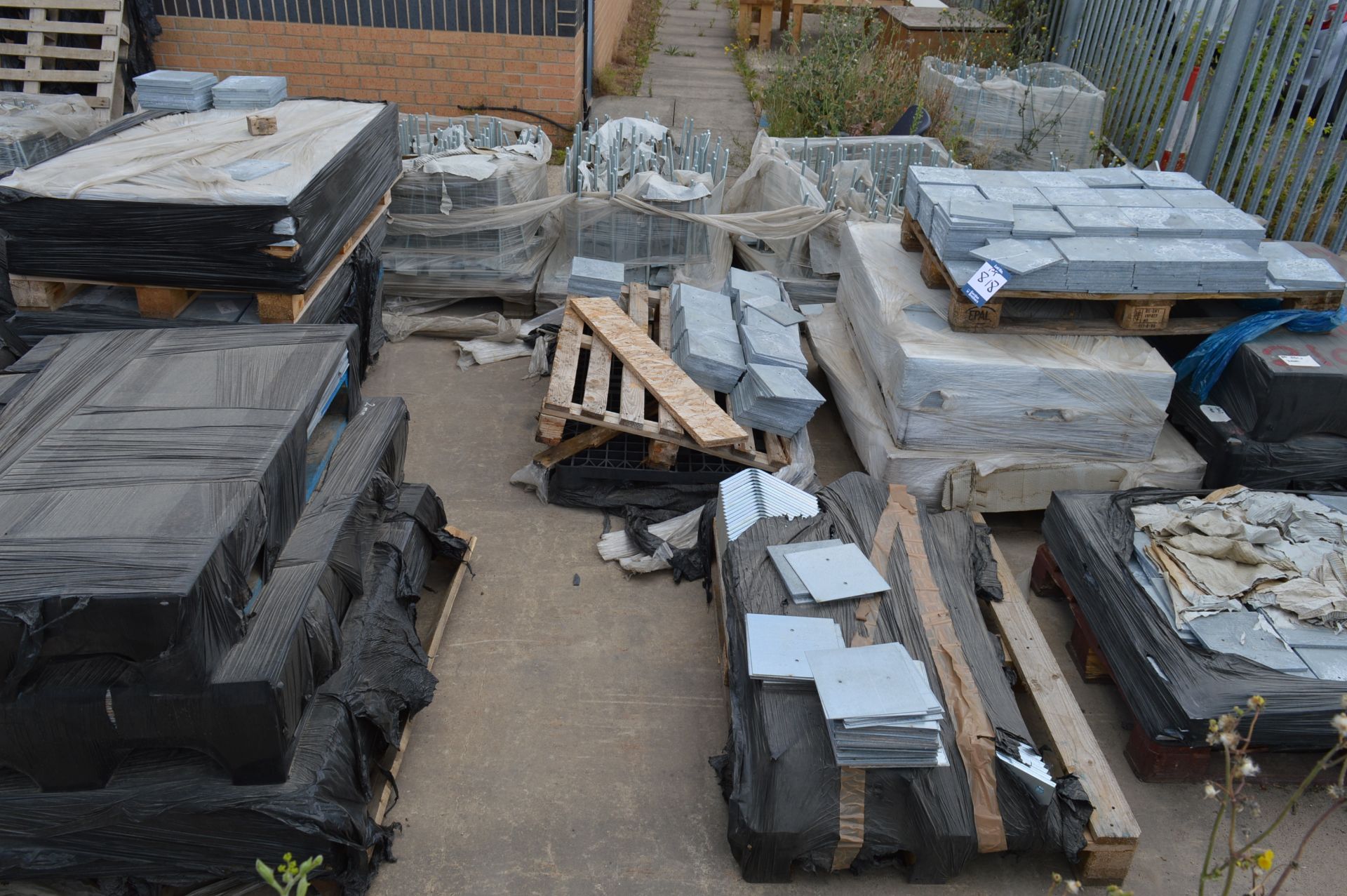 Quantity of galvanised steel fixing plates, bolts, etc. plus steel tubing, alloy window sills and 2x - Image 2 of 7