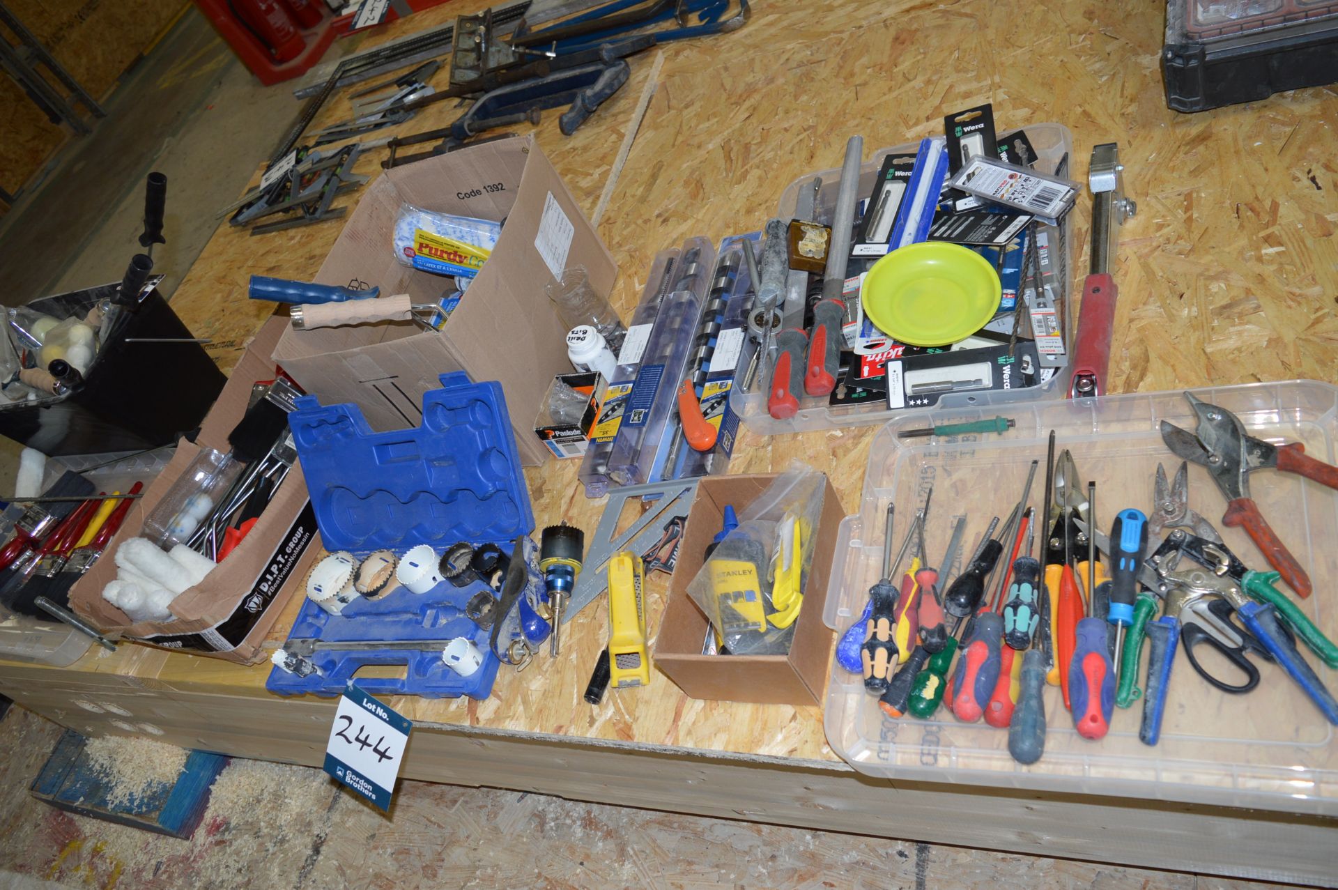 Quantity of hand tools, paint brushes, rollers, etc.