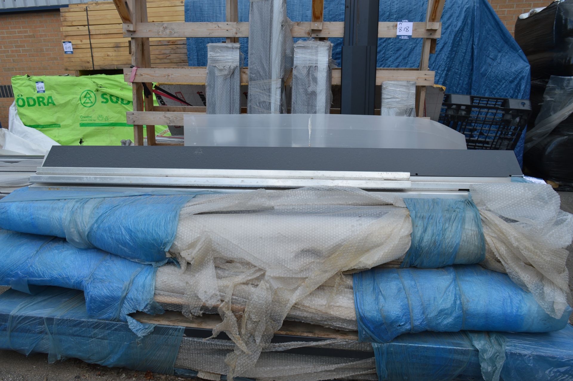 Quantity of galvanised steel fixing plates, bolts, etc. plus steel tubing, alloy window sills and 2x - Image 5 of 7