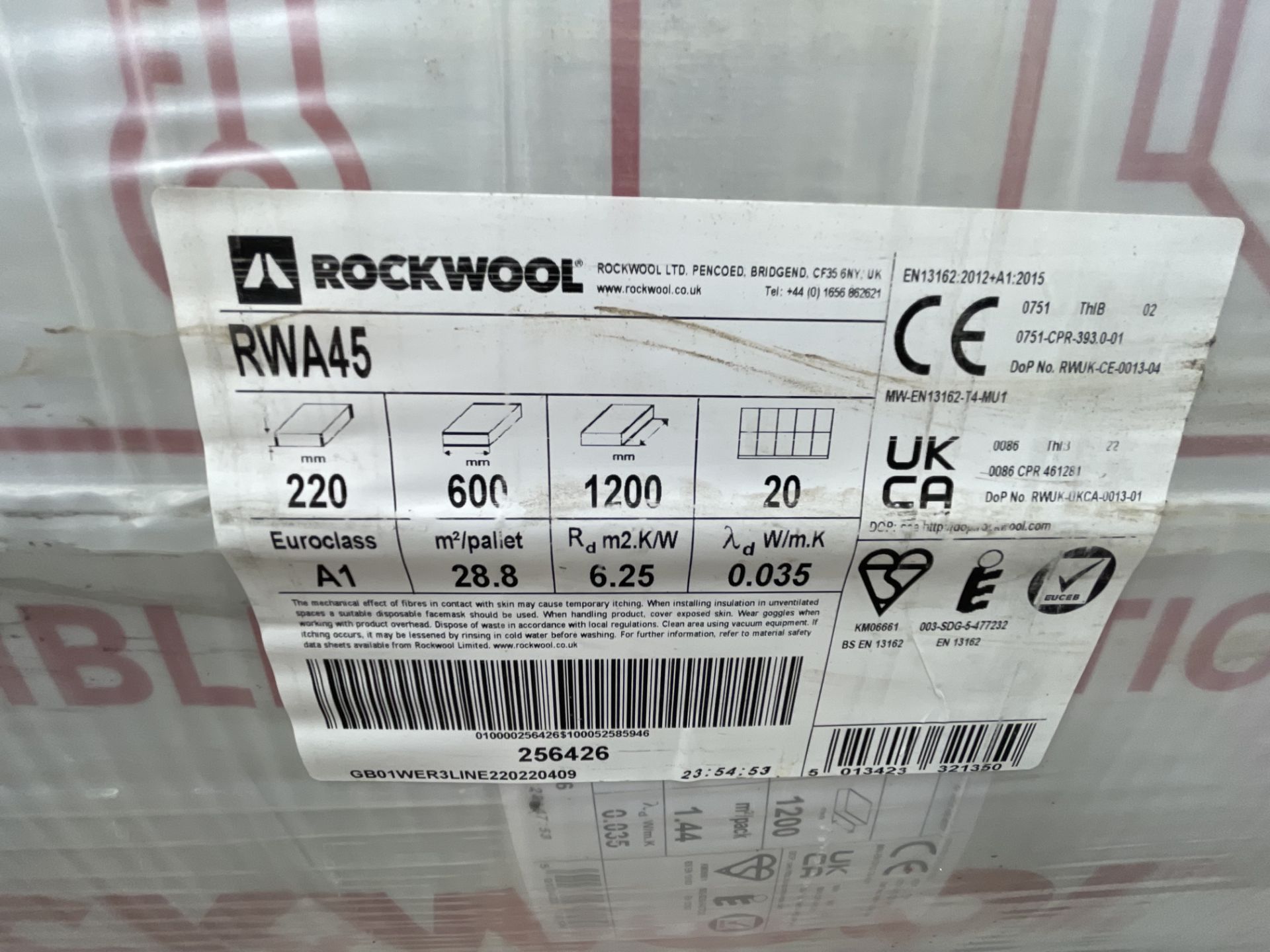 c.35 Pallets of Rockwool RWA45 220x600x1200mm Mineral Wool Insulation - Image 5 of 5