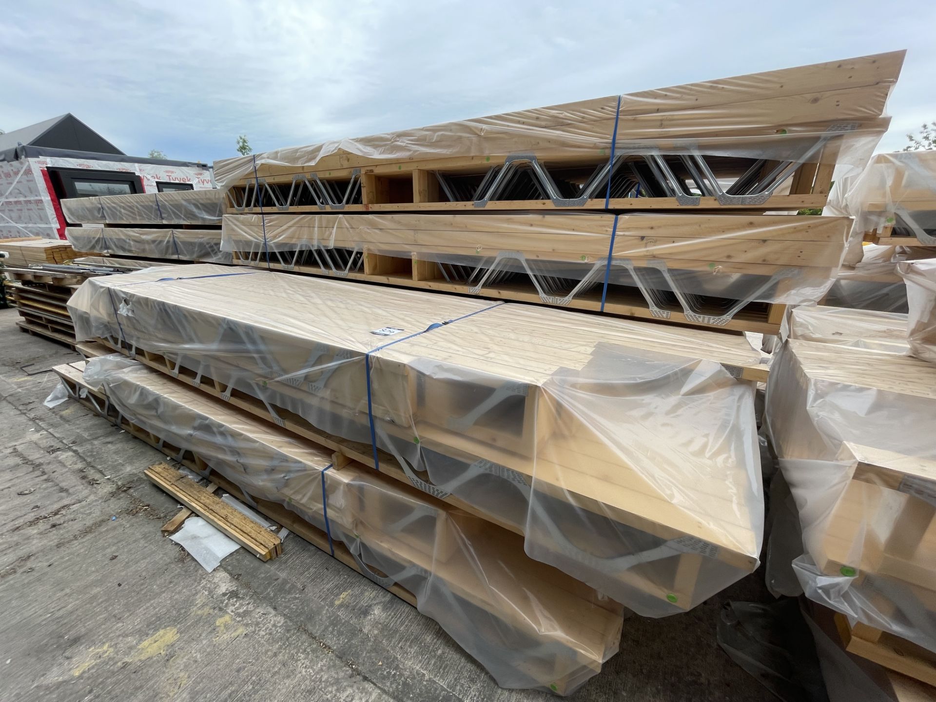 Large Quantity of Various Size Bracketed Timber Truss Beams - Image 7 of 11