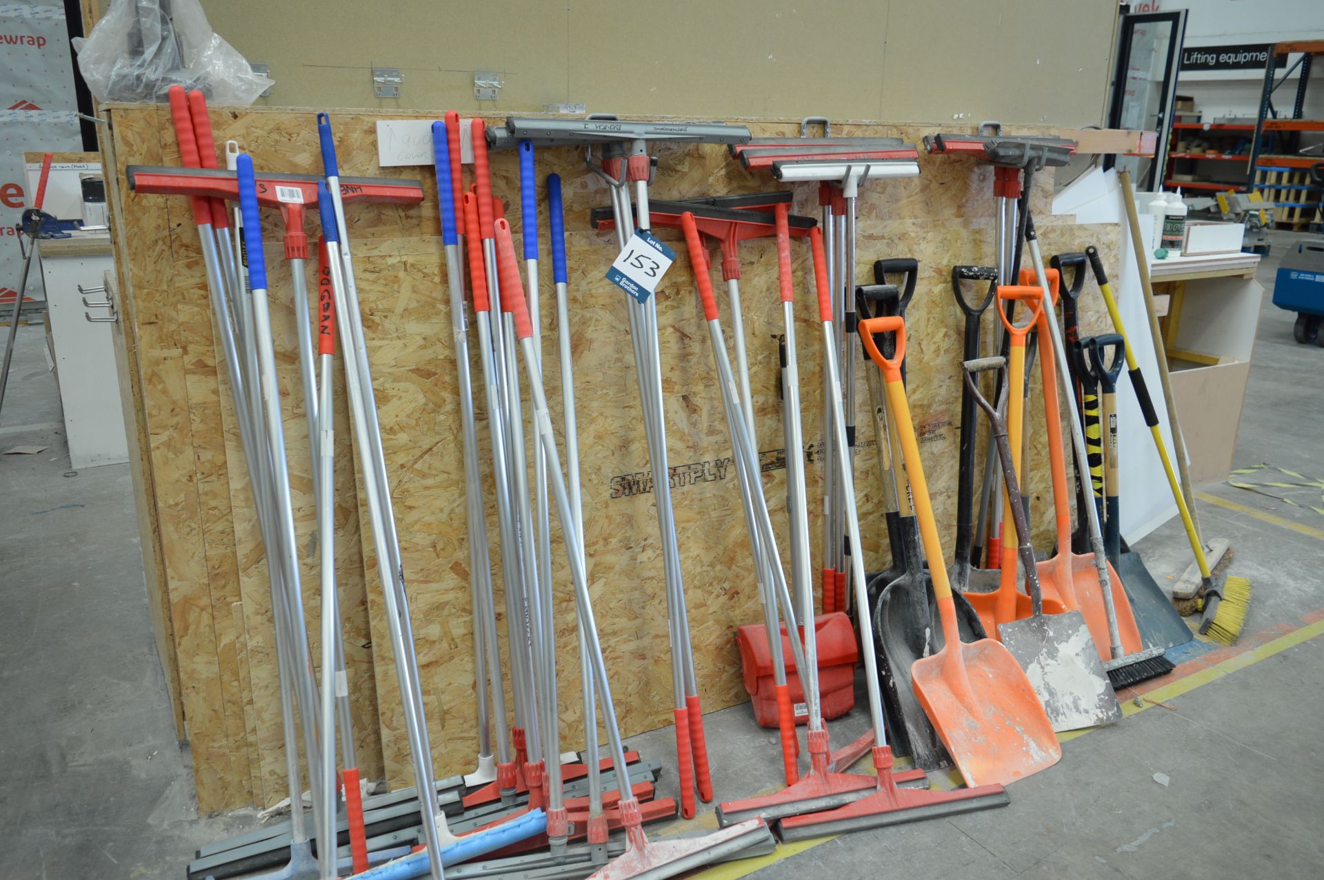 Quantity of brushes, spades and squeegees