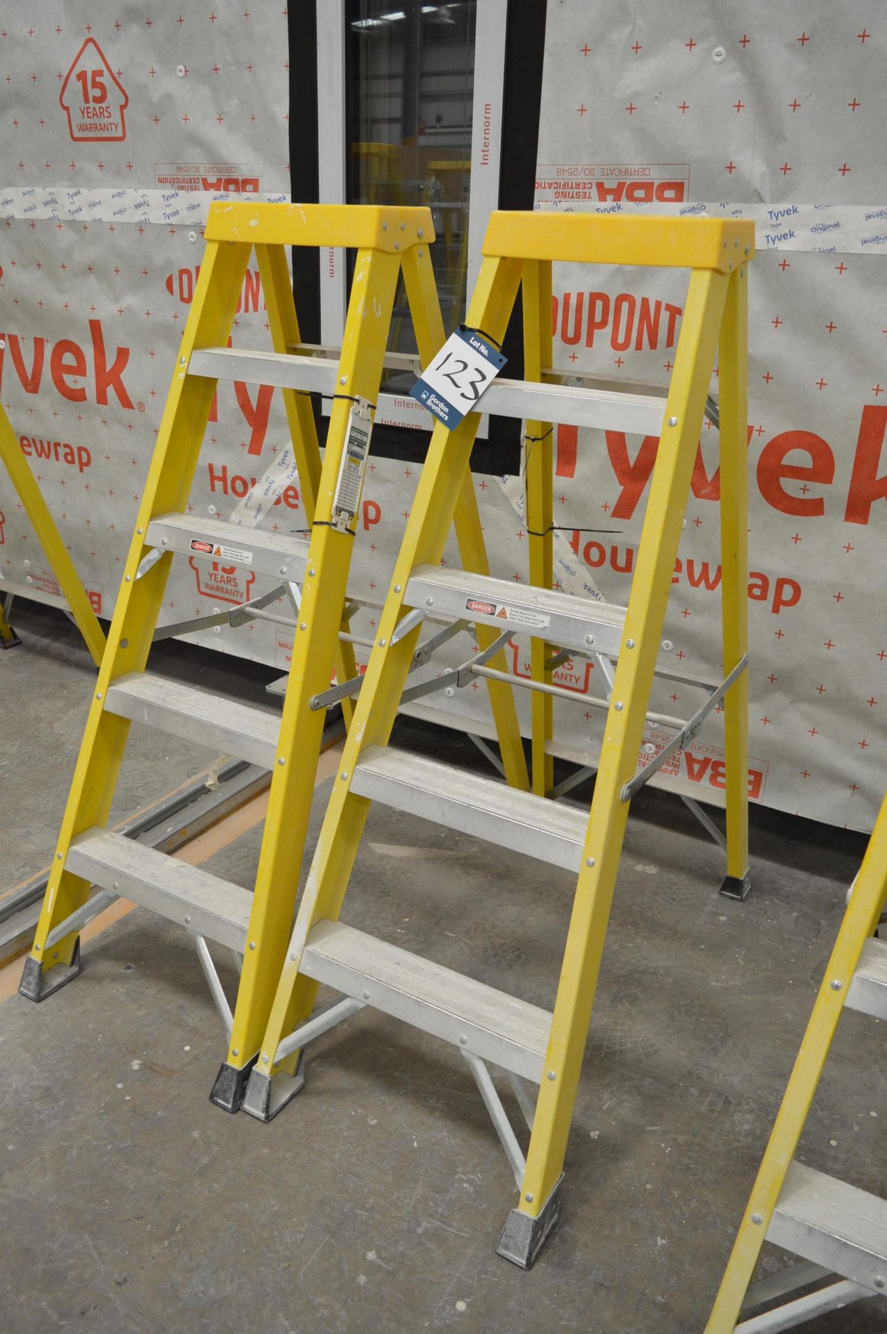 2x (no.) Zarges, five tread fibreglass stepladder