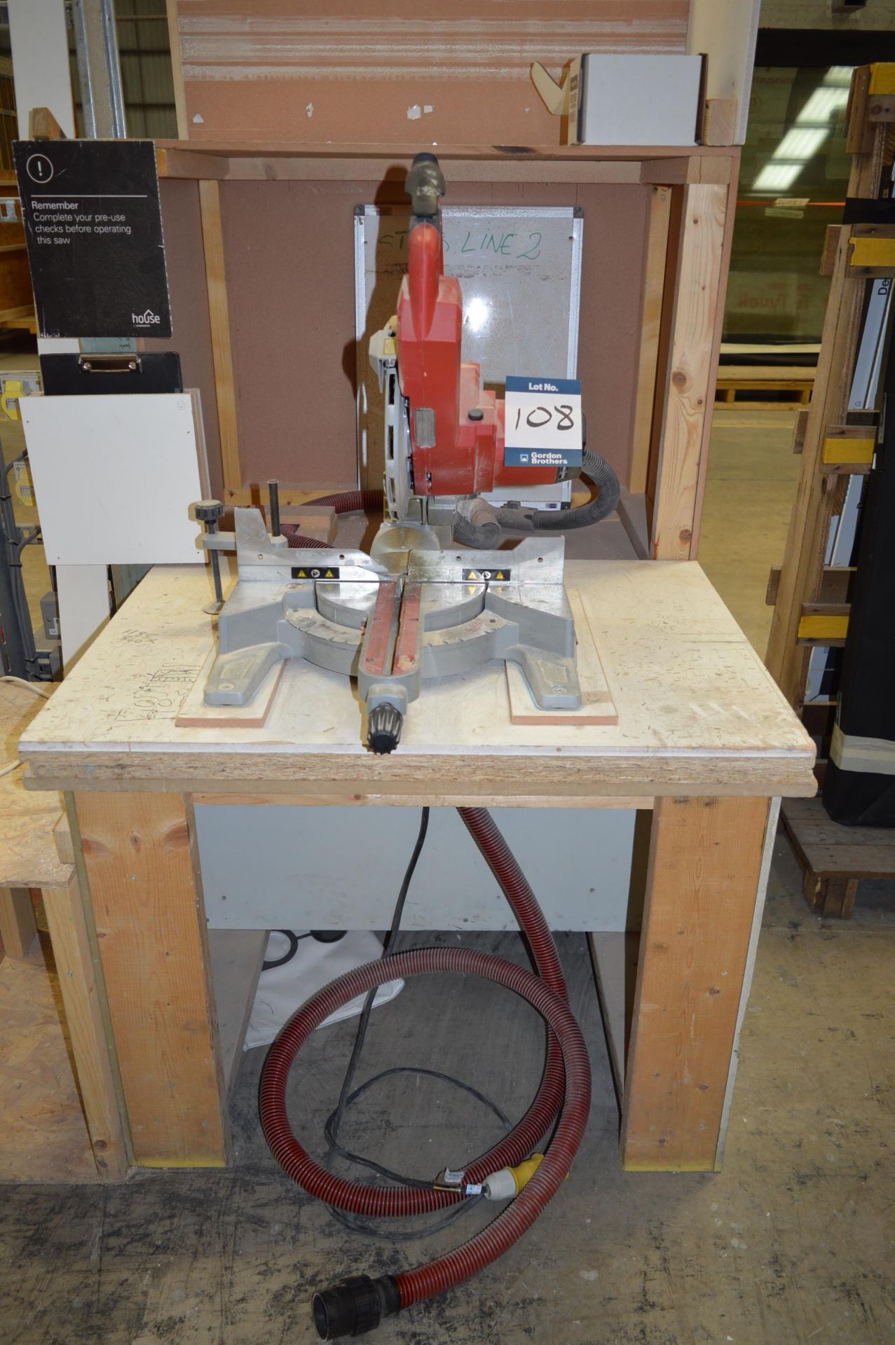 Milwaukee, mitre saw, Model MS216SB, Serial No. 03017A2014, 110v with timber bench - Image 2 of 2