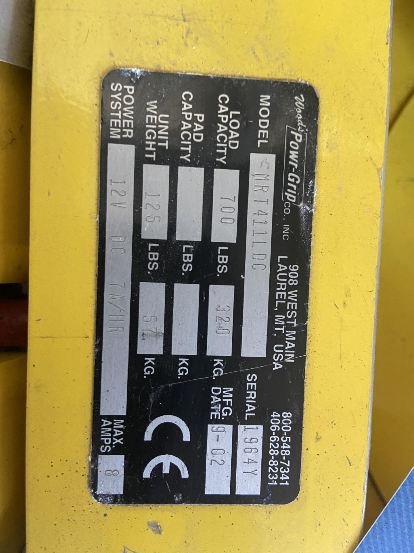 Wood's Powr-Grip vacuum lifter, Model: SMRT411LDC, Serial No. 1964 (2002), SWL 320kg - Image 3 of 3