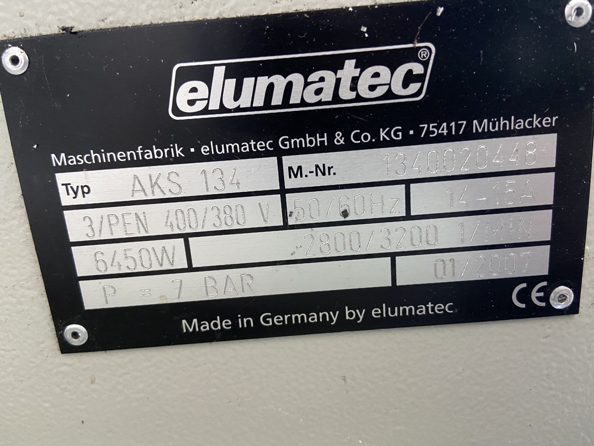 Elumatec, Model: AKS 134, cross cut saw (2007) Serial No. 1340020448 - Image 2 of 5