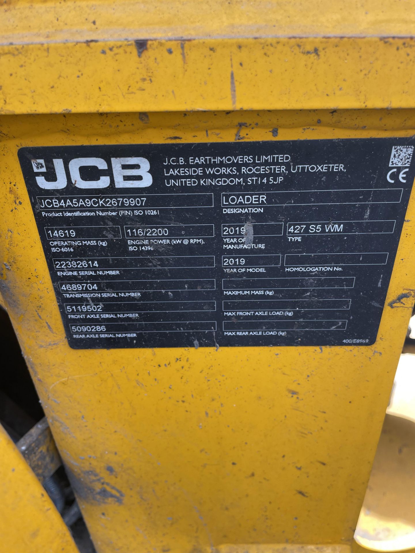 JCB, Wastemaster 427 S5, wheel loader, PIN: JCB4A5A9CK2679907 (2019) Last known Hours 2639.8, - Image 11 of 25