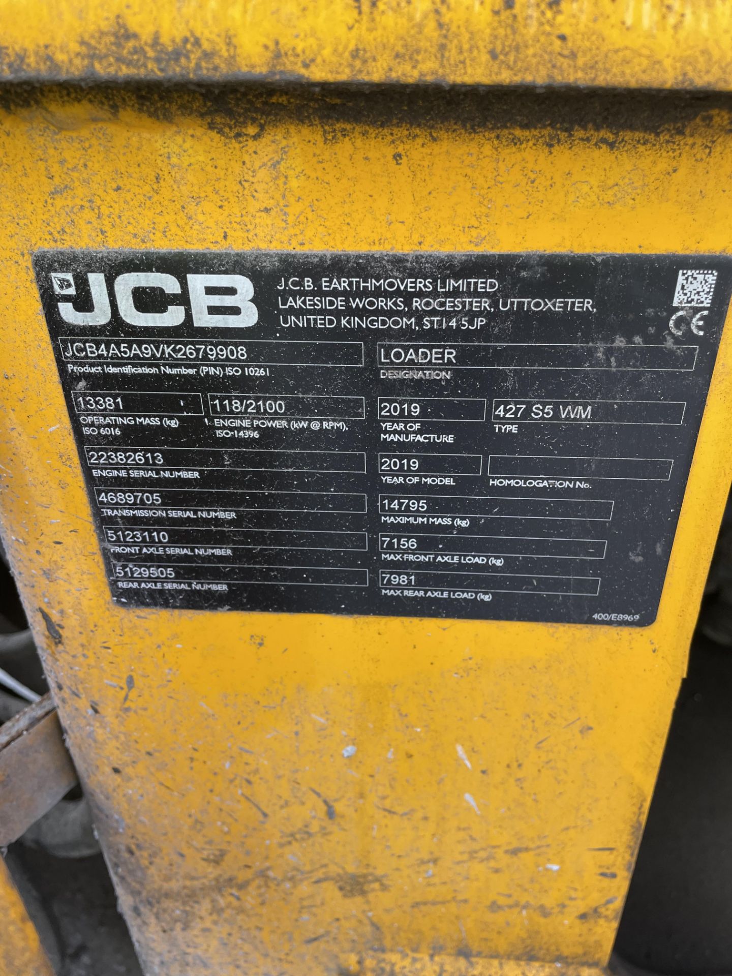 JCB, Wastemaster 427 S5, wheel loader, PIN: JCB4A5A9VK2679908 (2019), Last known Hours 3775.8, - Image 11 of 24