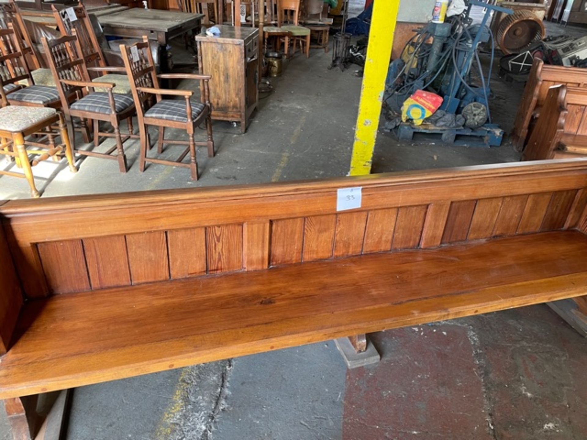 WOODEN CHURCH PEW - 2 METRES LONG - Image 2 of 2