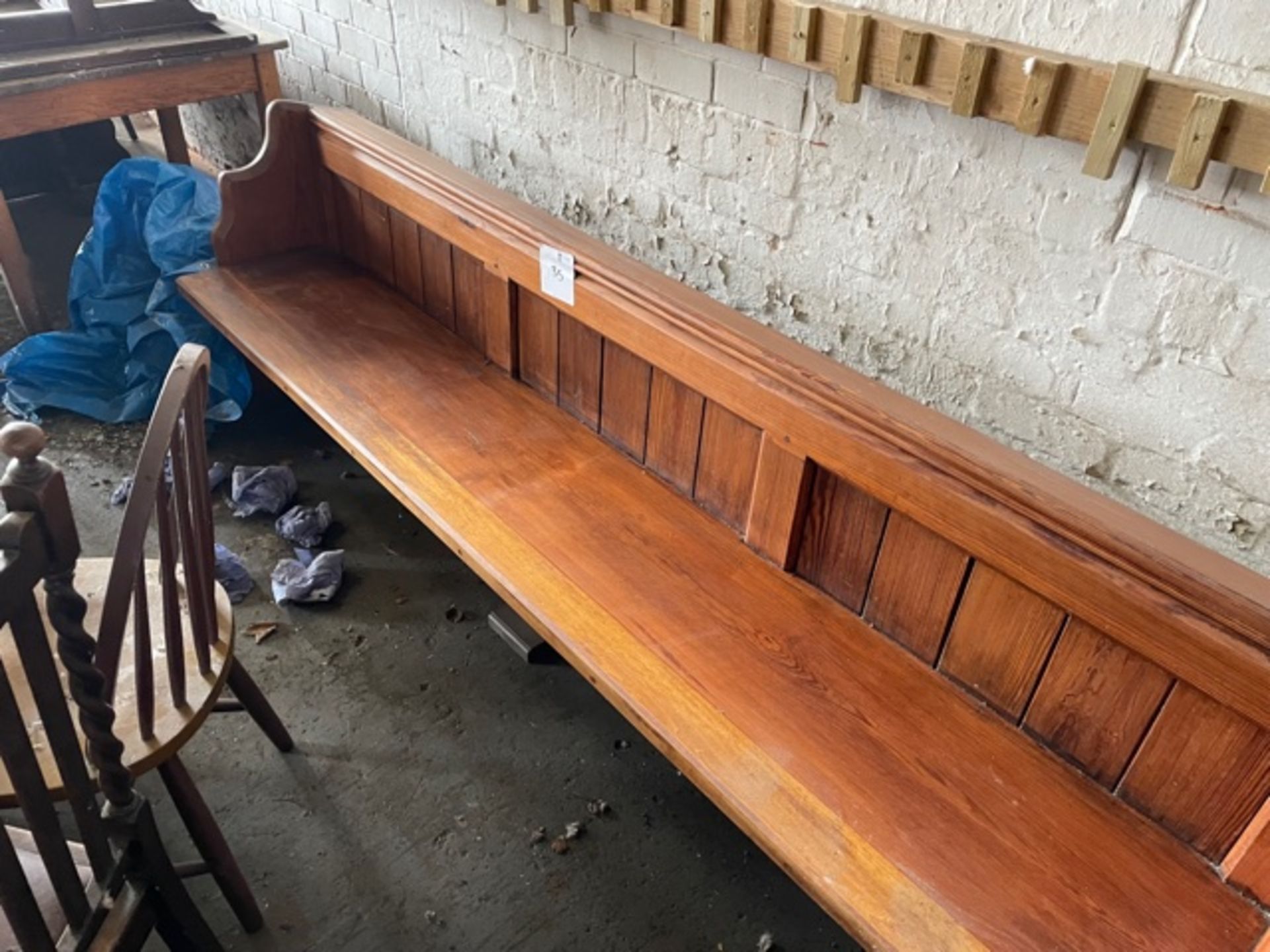 WOODEN CHURCH PEW - 2 METRES LONG - Image 2 of 2