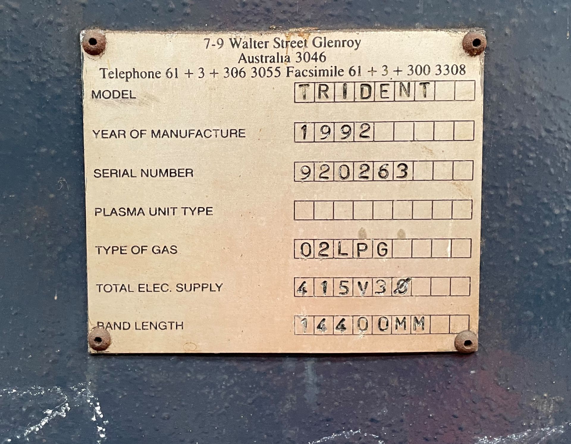 CNC CUTTING SYSTEM BURNY PHANTOM (Needs attention) -TRIDENT SN920263 - Image 4 of 5