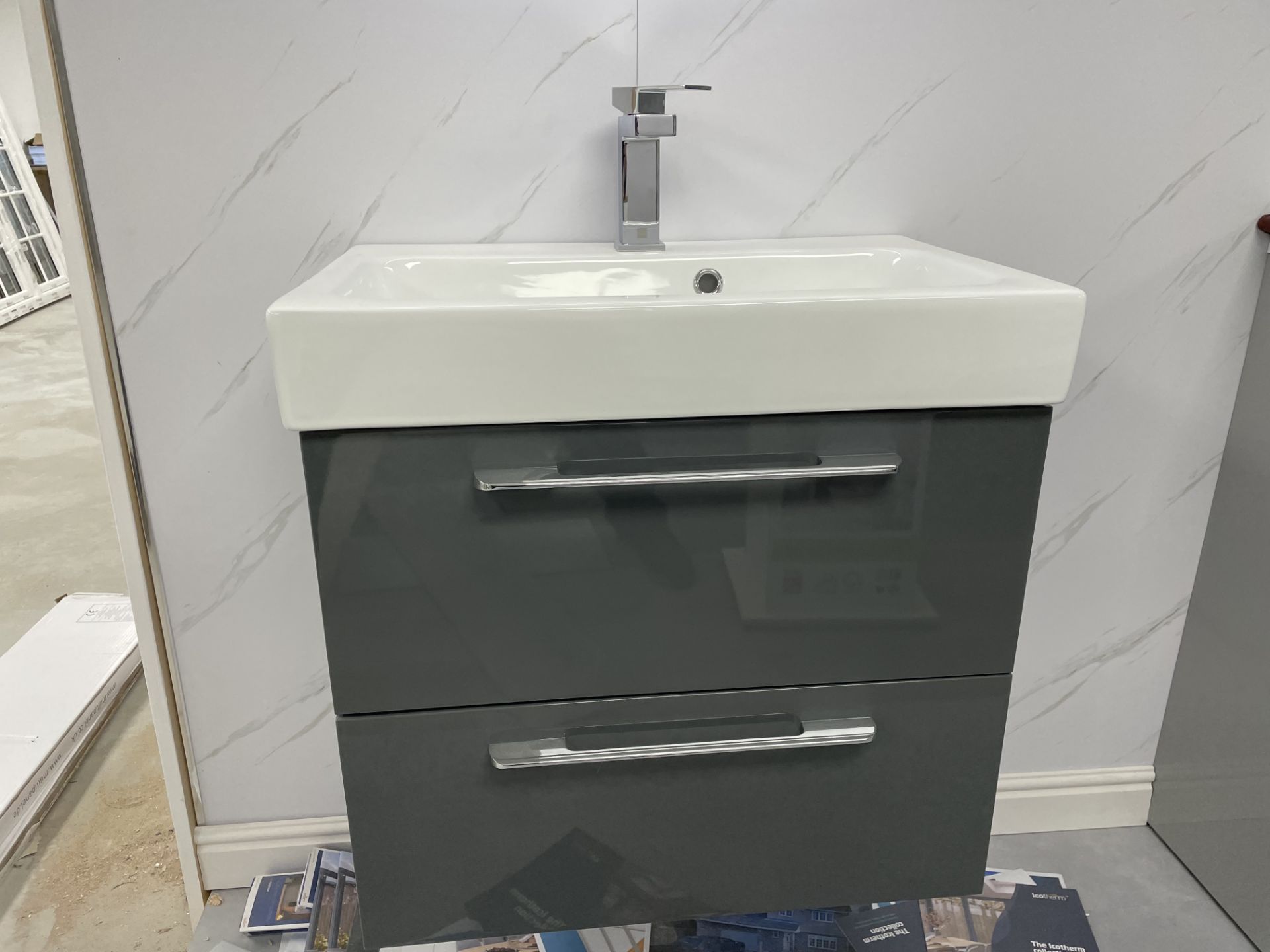 WASHBASIN TAP 2 DRAWER DARK GREY UNIT 600W 400D 600 HIGH UNIT