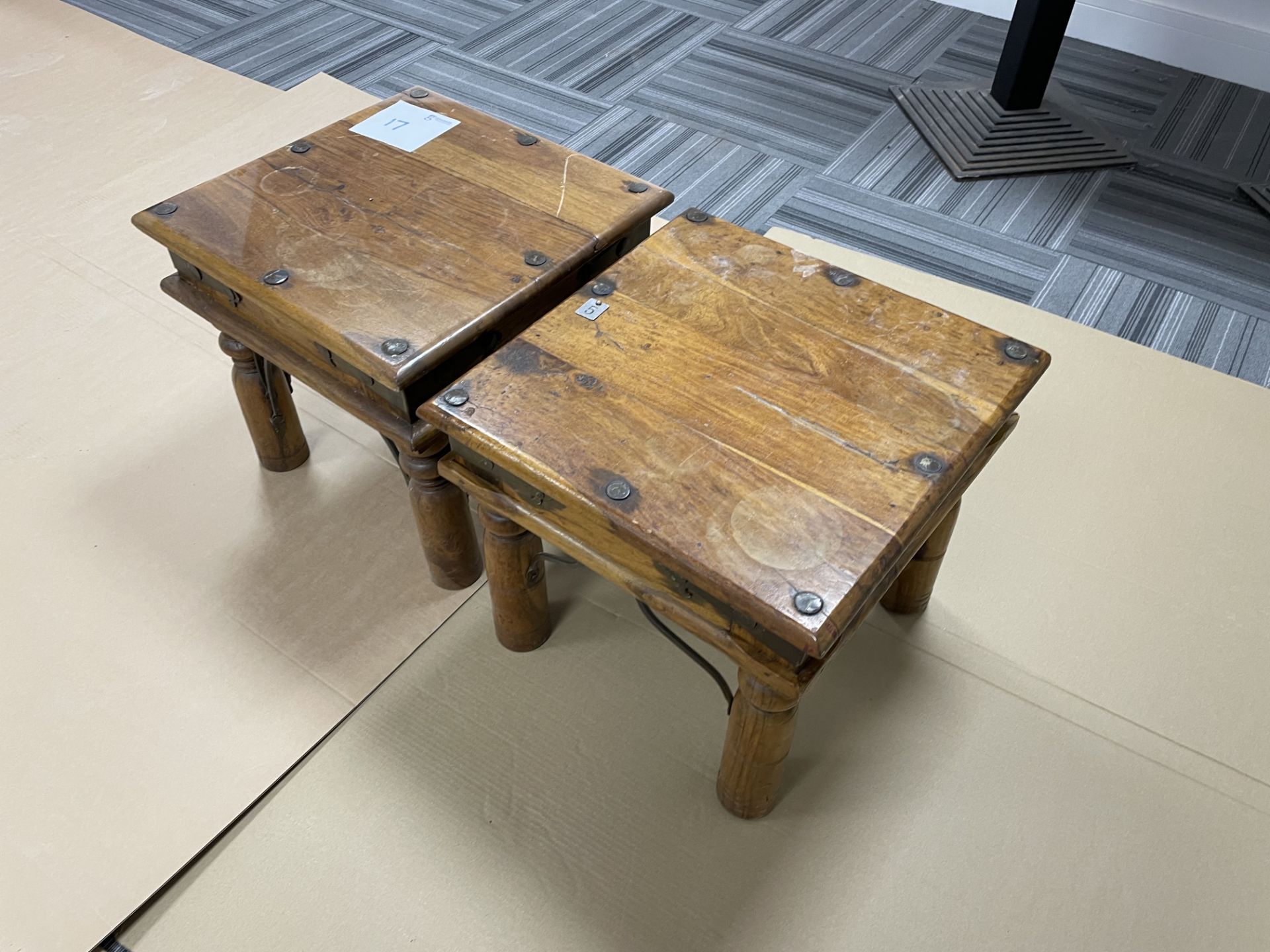 PAIR OF ANTIQUE LOOK SIDE TABLES 450 x 450 - Image 2 of 2