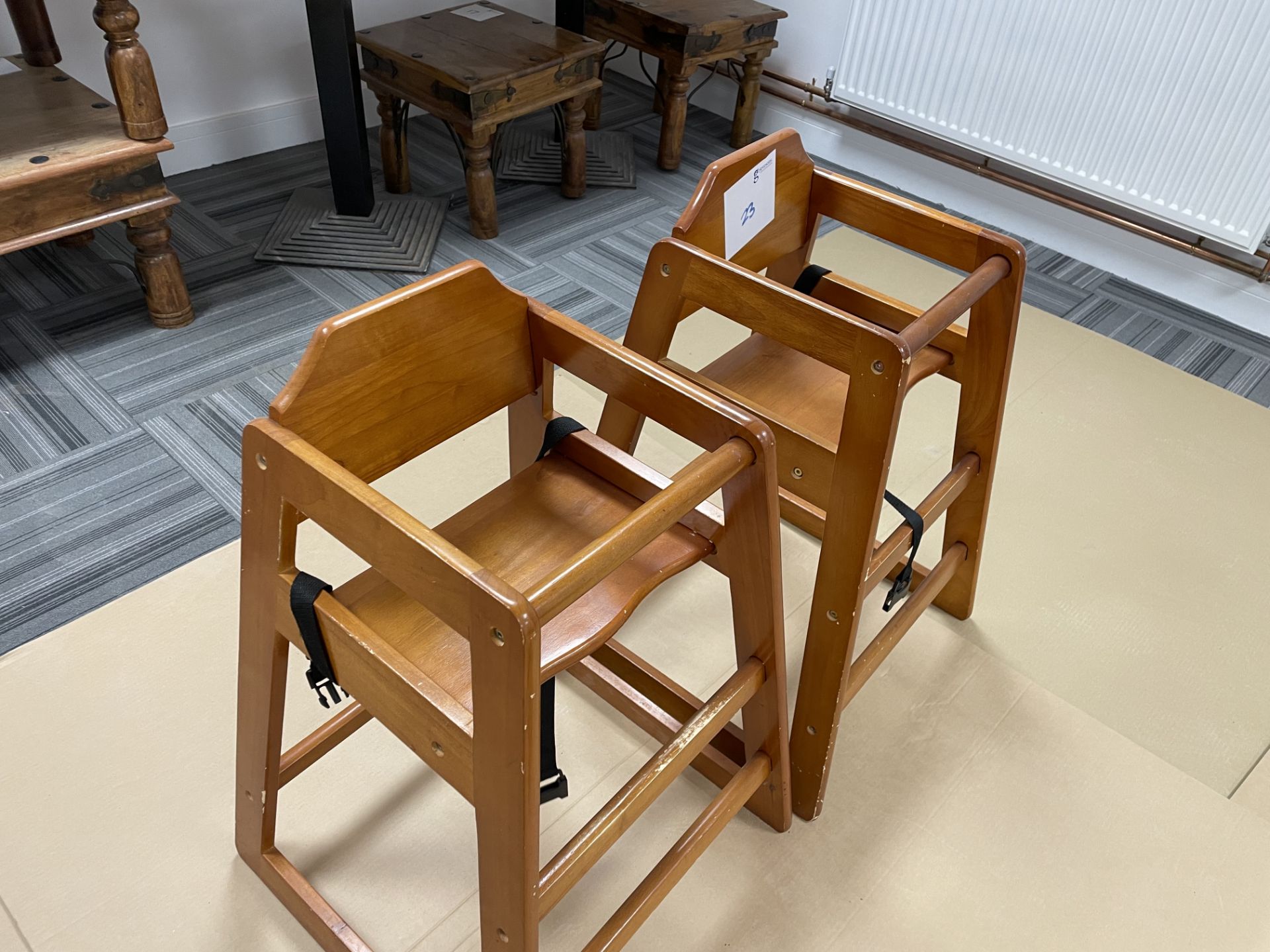 WOODEN HIGH CHAIRS (x2)