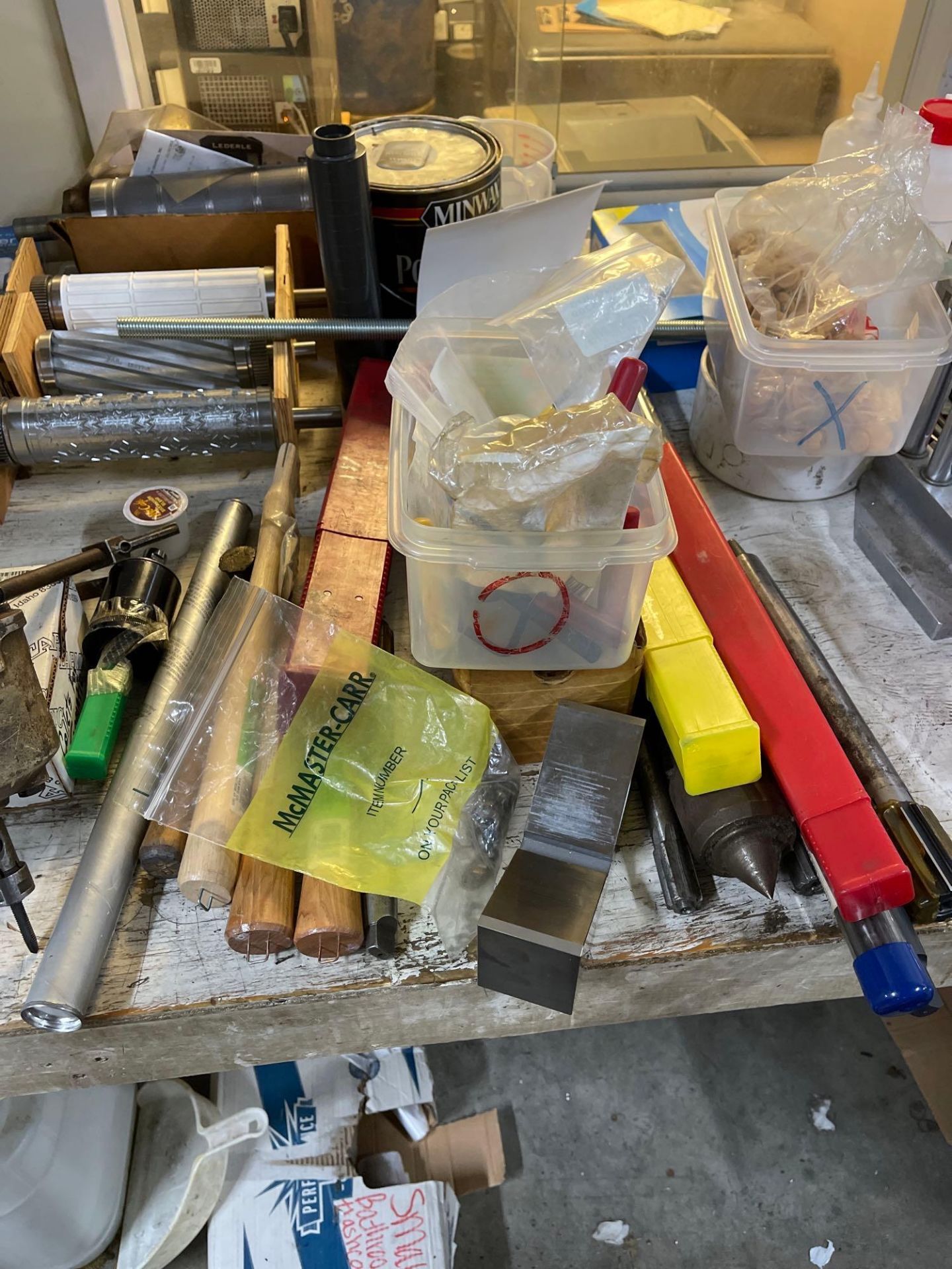 Assorted Wood Handles, Drill Bits and More
