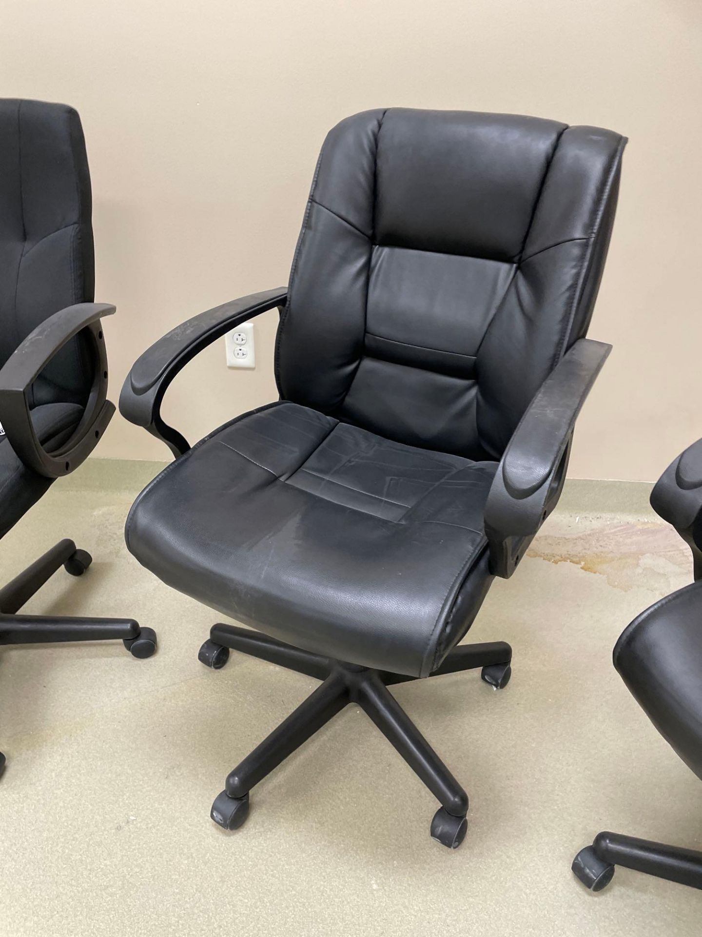 (2) Faux Leather Office Chairs w/ (1) Task Chair - Image 3 of 4