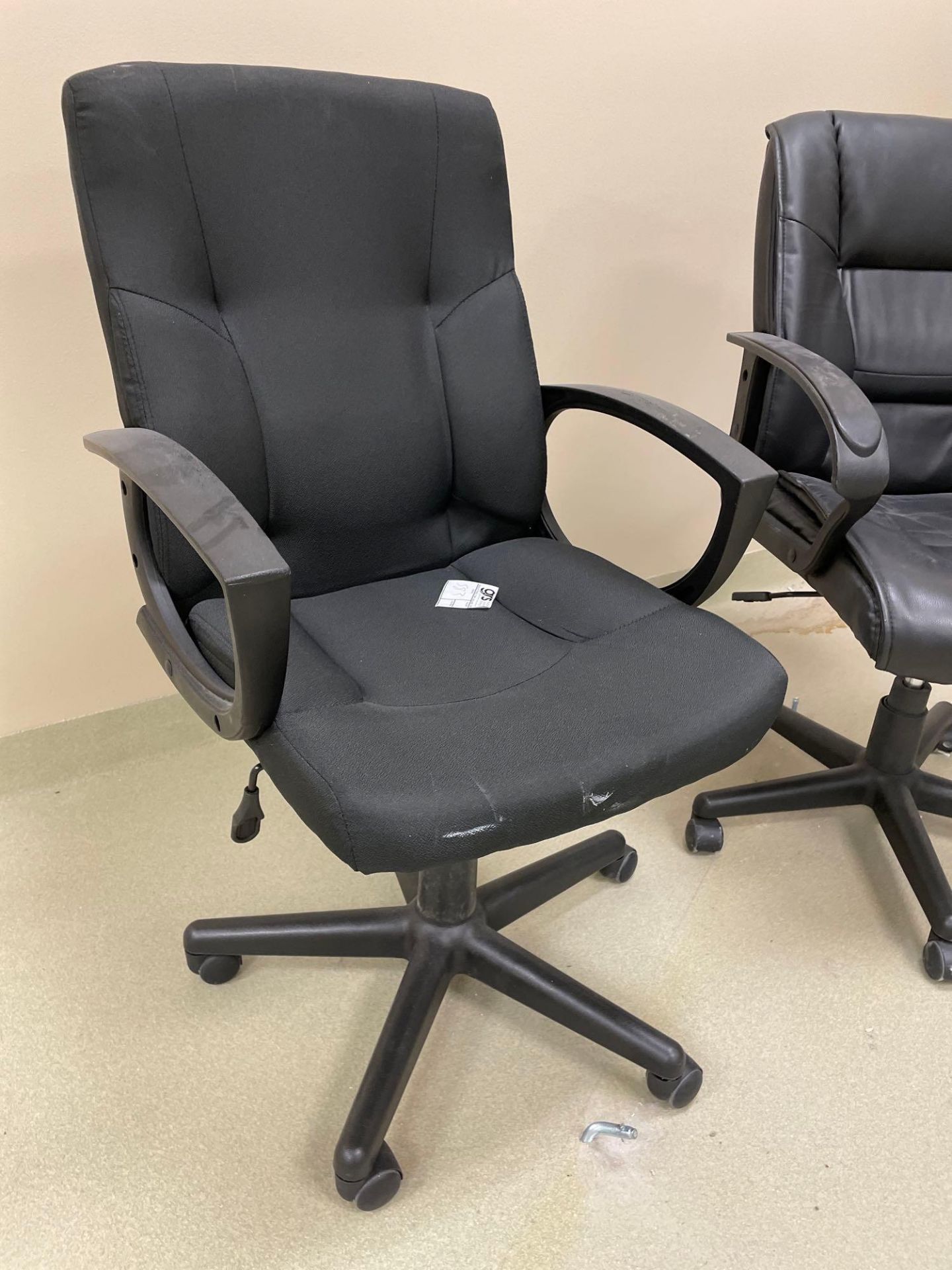 (2) Faux Leather Office Chairs w/ (1) Task Chair - Image 2 of 4