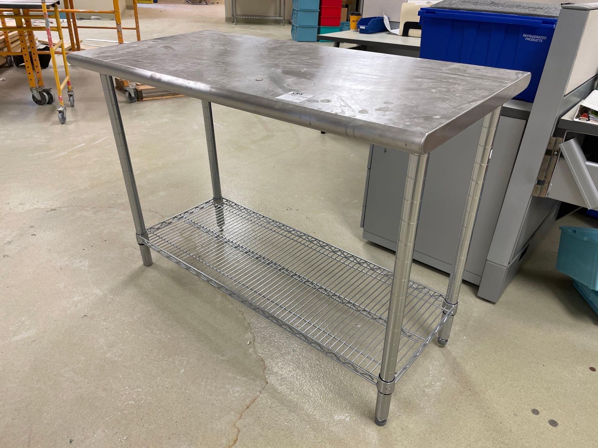 Stainless Top Table w/ Wire Legs and Shelf