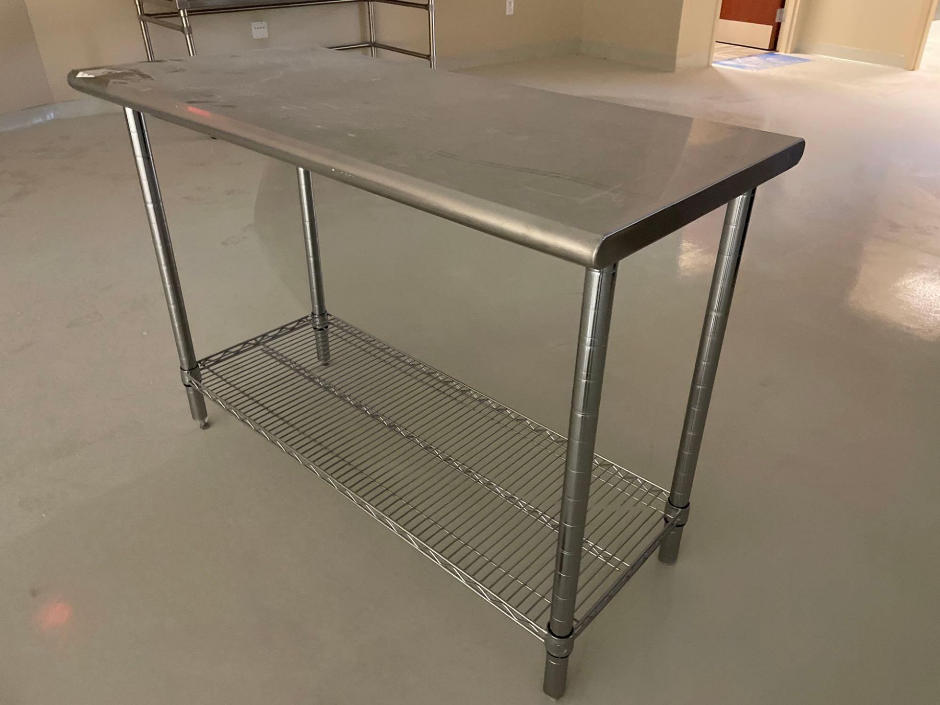 Stainless Table w/ Wire Legs and Undershelf - Image 2 of 4