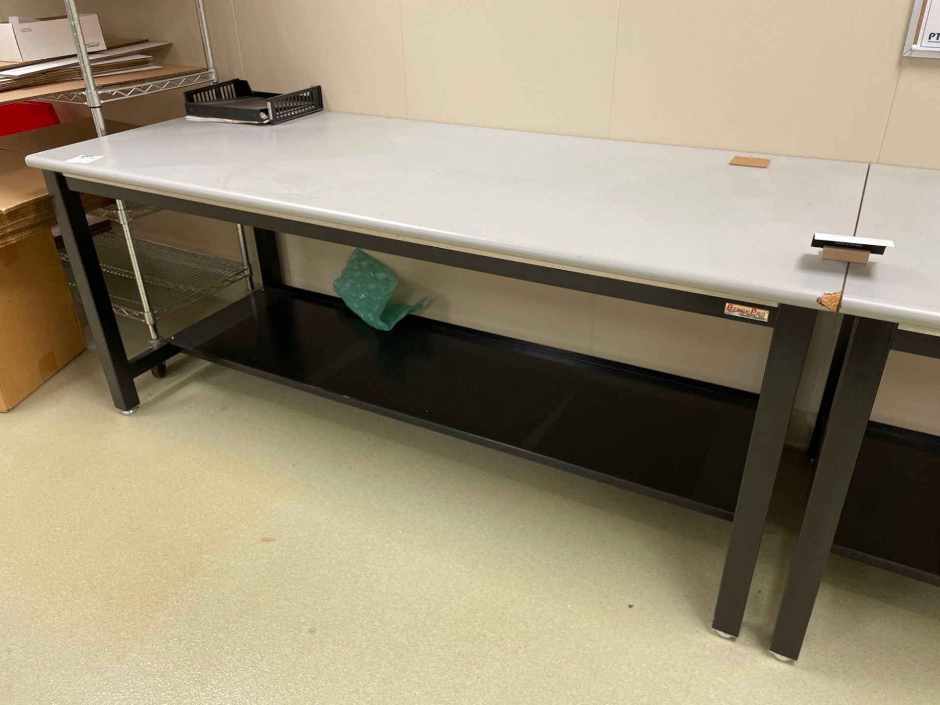 Laminate Top Work Bench w/ Metal Legs and Undershelf - Image 2 of 3