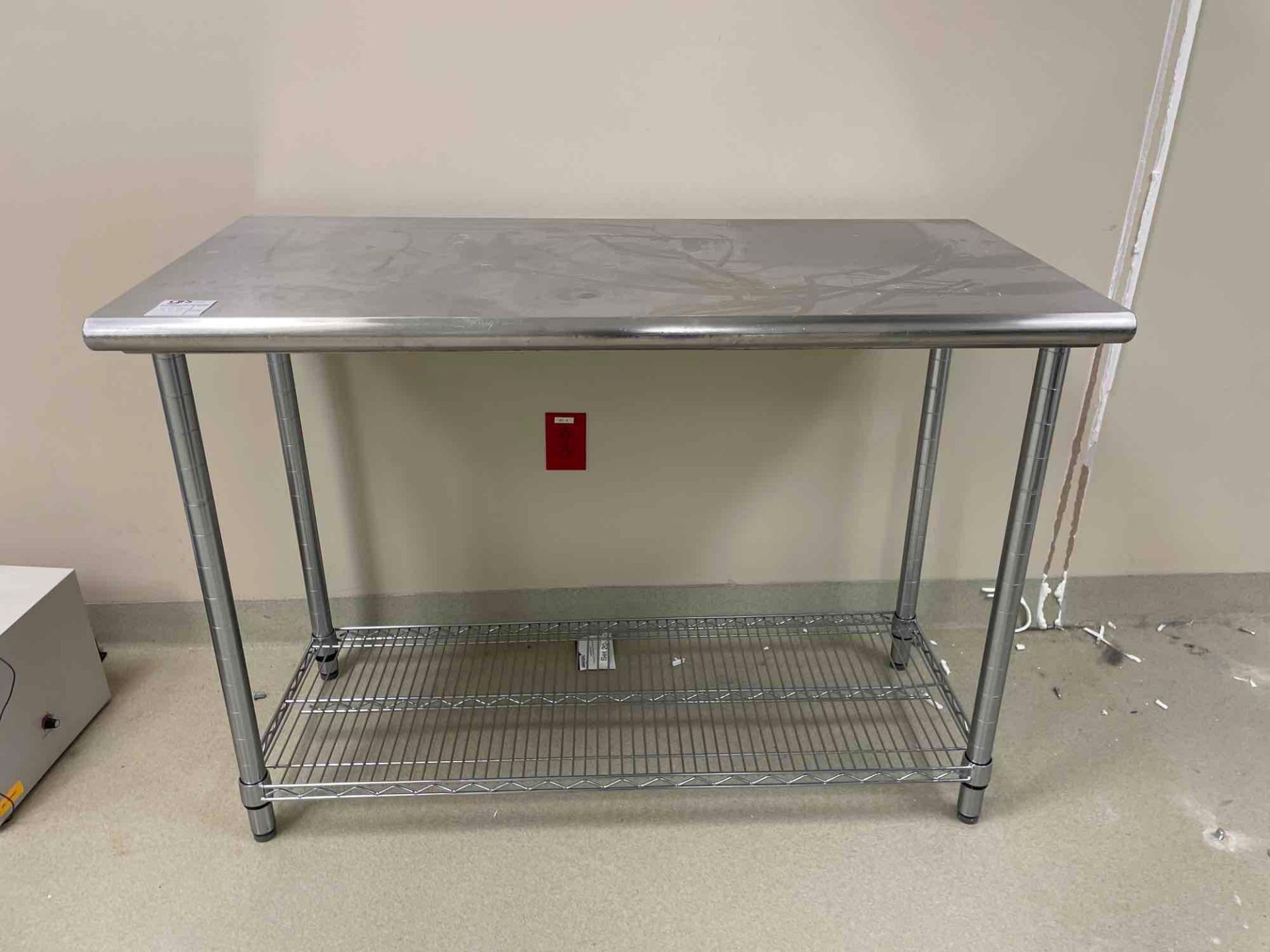 Stainless Table w/ Wire Undershelf and Legs - Image 2 of 3