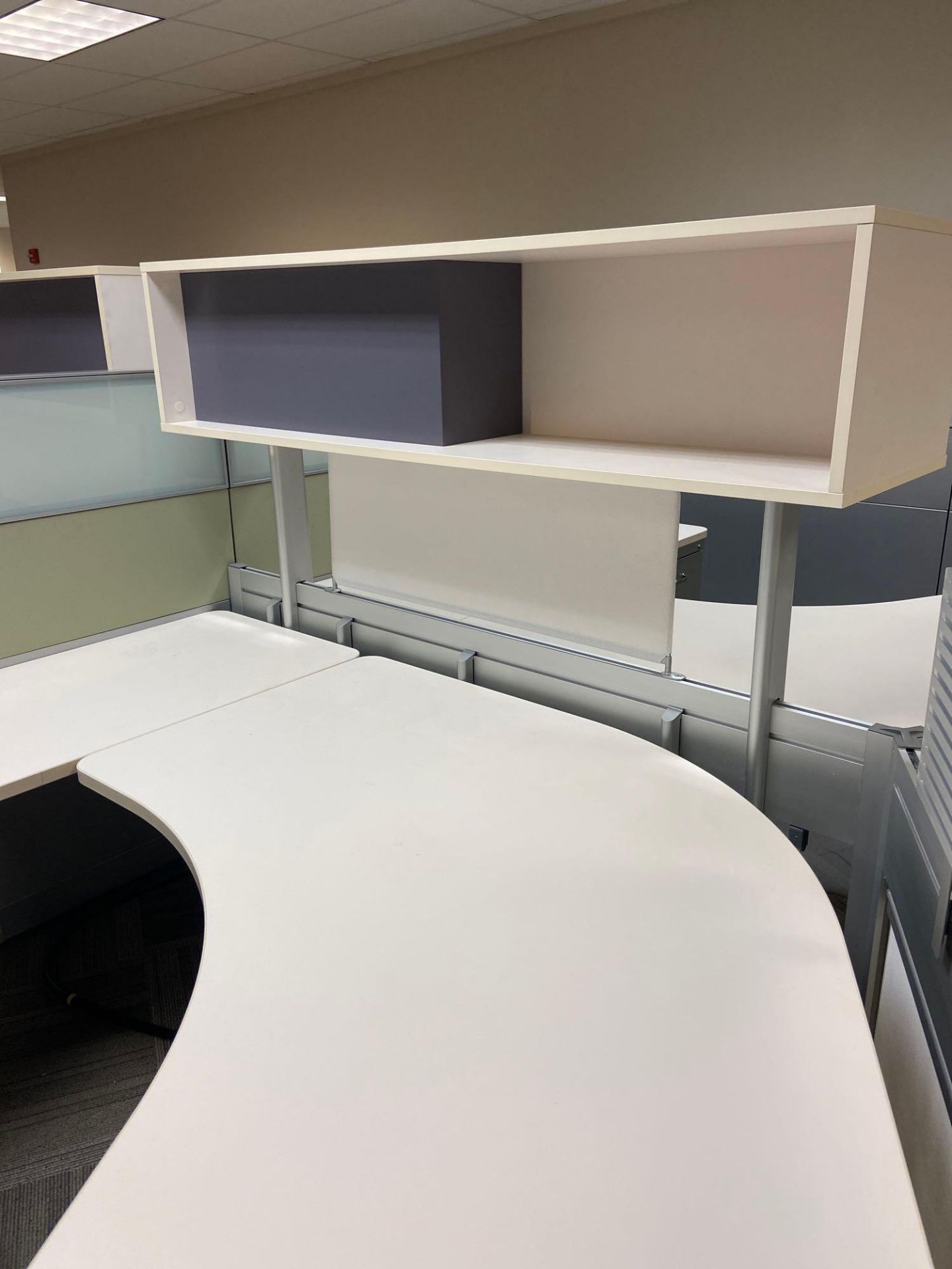 8-Sectional Cubicle w/ U-Shaped Table, 2-Drawer Box Files and Over Head Hutches - Image 8 of 9