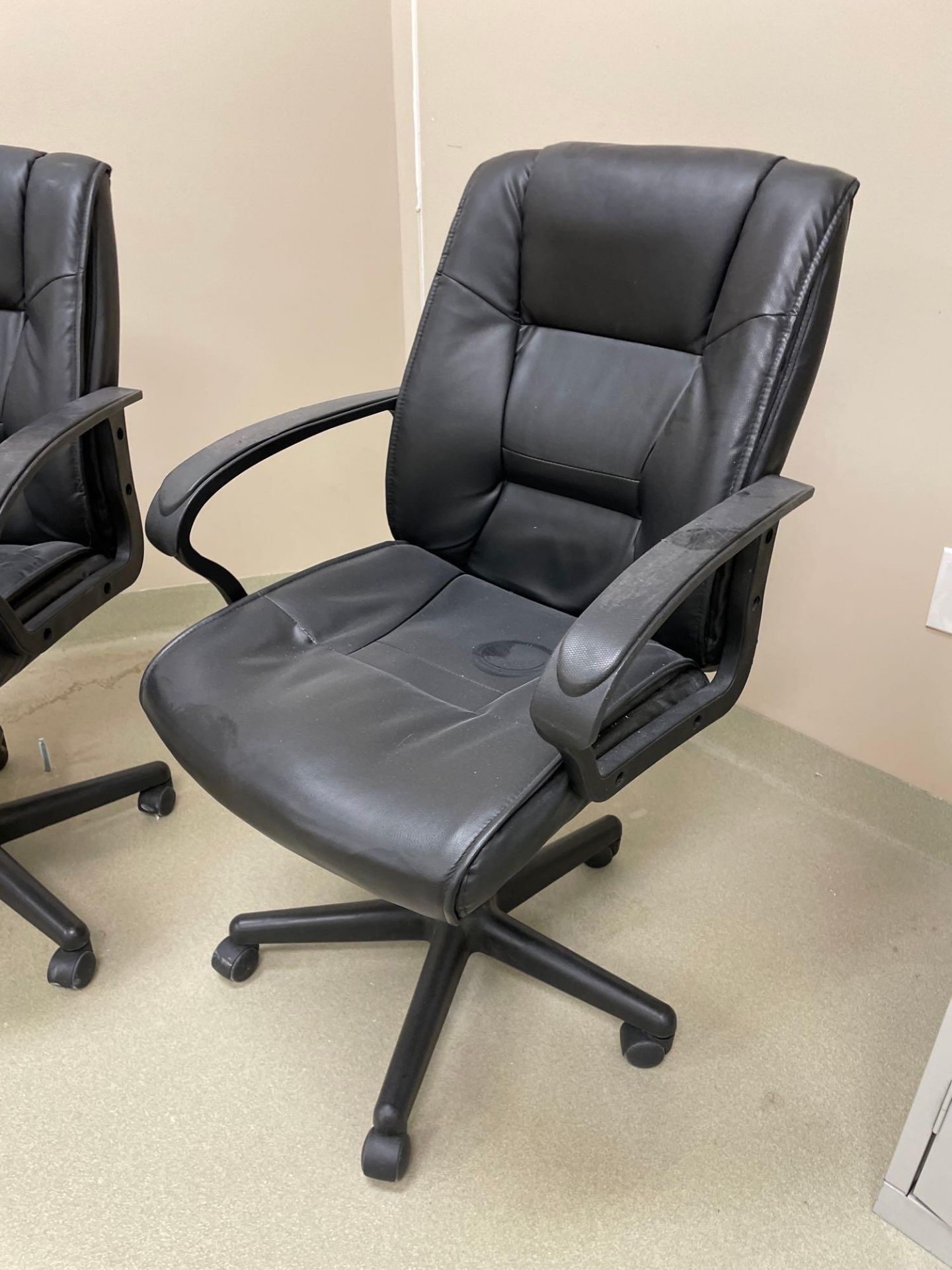 (2) Faux Leather Office Chairs w/ (1) Task Chair - Image 4 of 4
