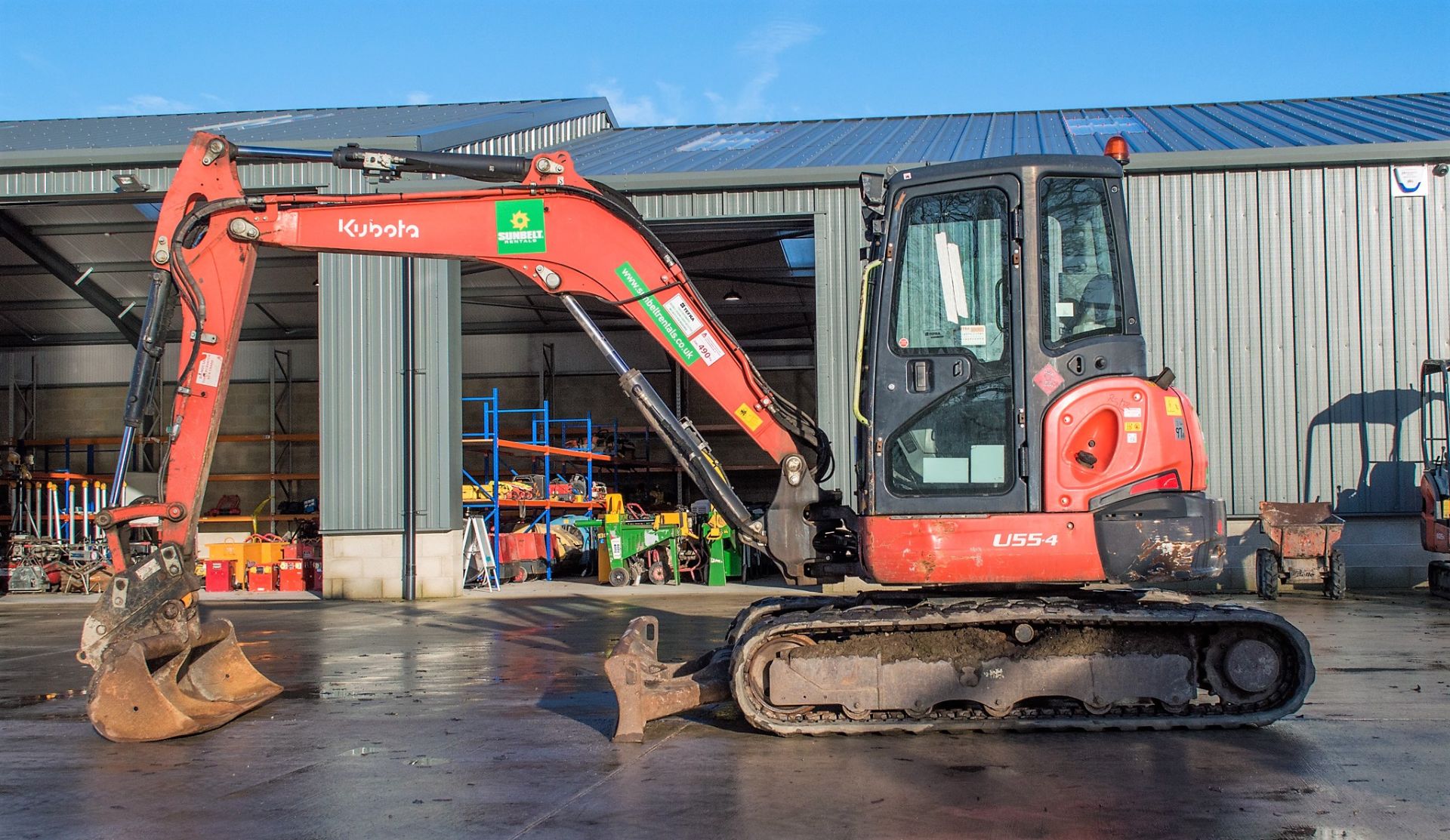 Kubota U55-4 5.5 tonne rubber tracked excavator Year: 2014 S/N: 52741 Recorded Hours: 3708 blade, - Image 7 of 20