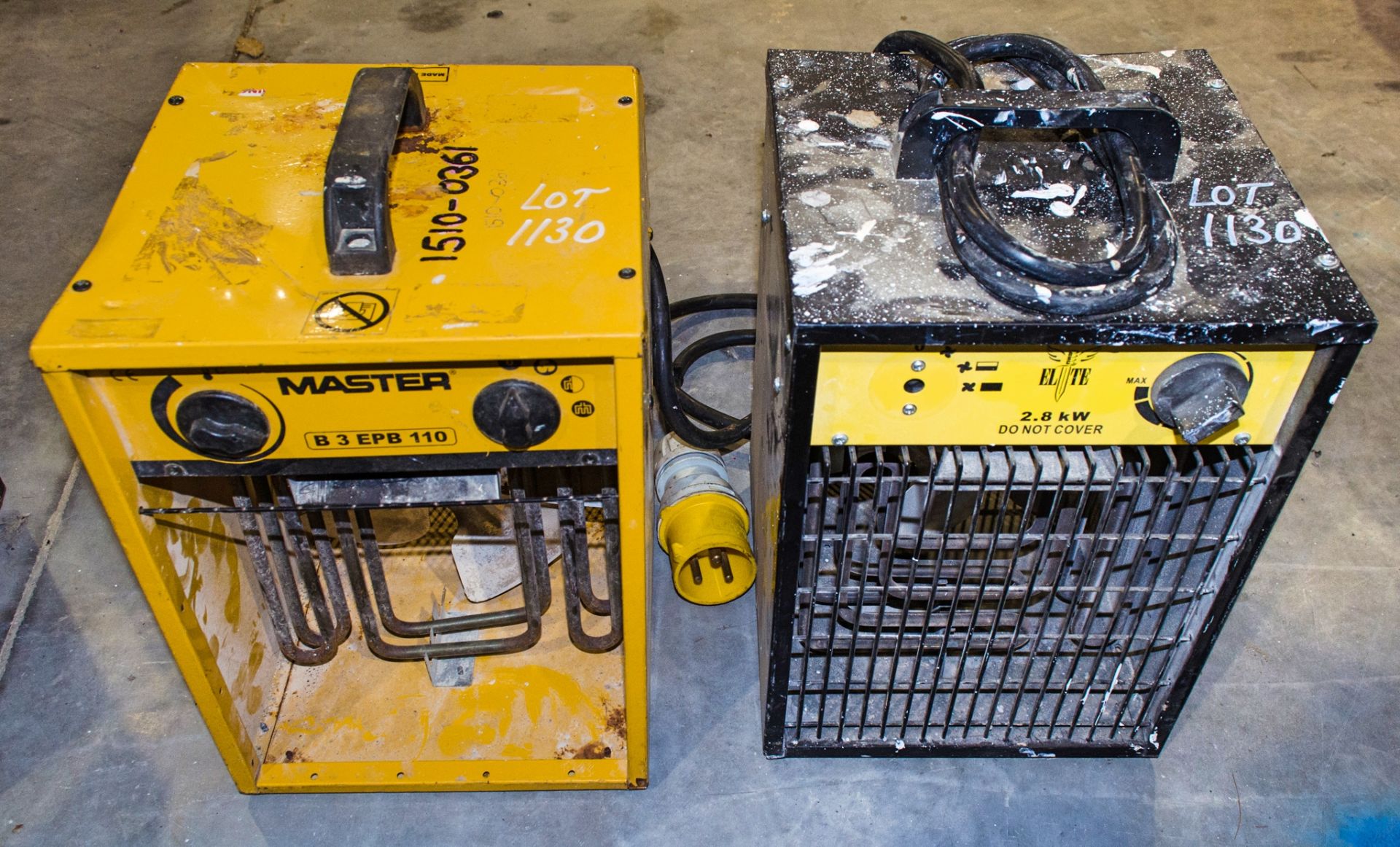 2 - portable fan heaters ** One is damaged ** 1510-0361, 1812-0247