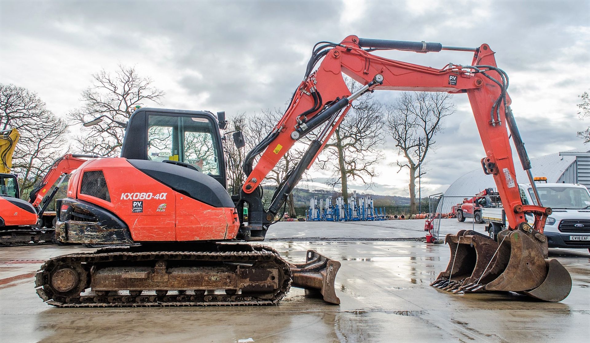 Kubota KX80-4 8 tonne steel tracked excavator Year: 2018 S/N: 42348 Recorded Hours: 5968 blade, - Image 8 of 23