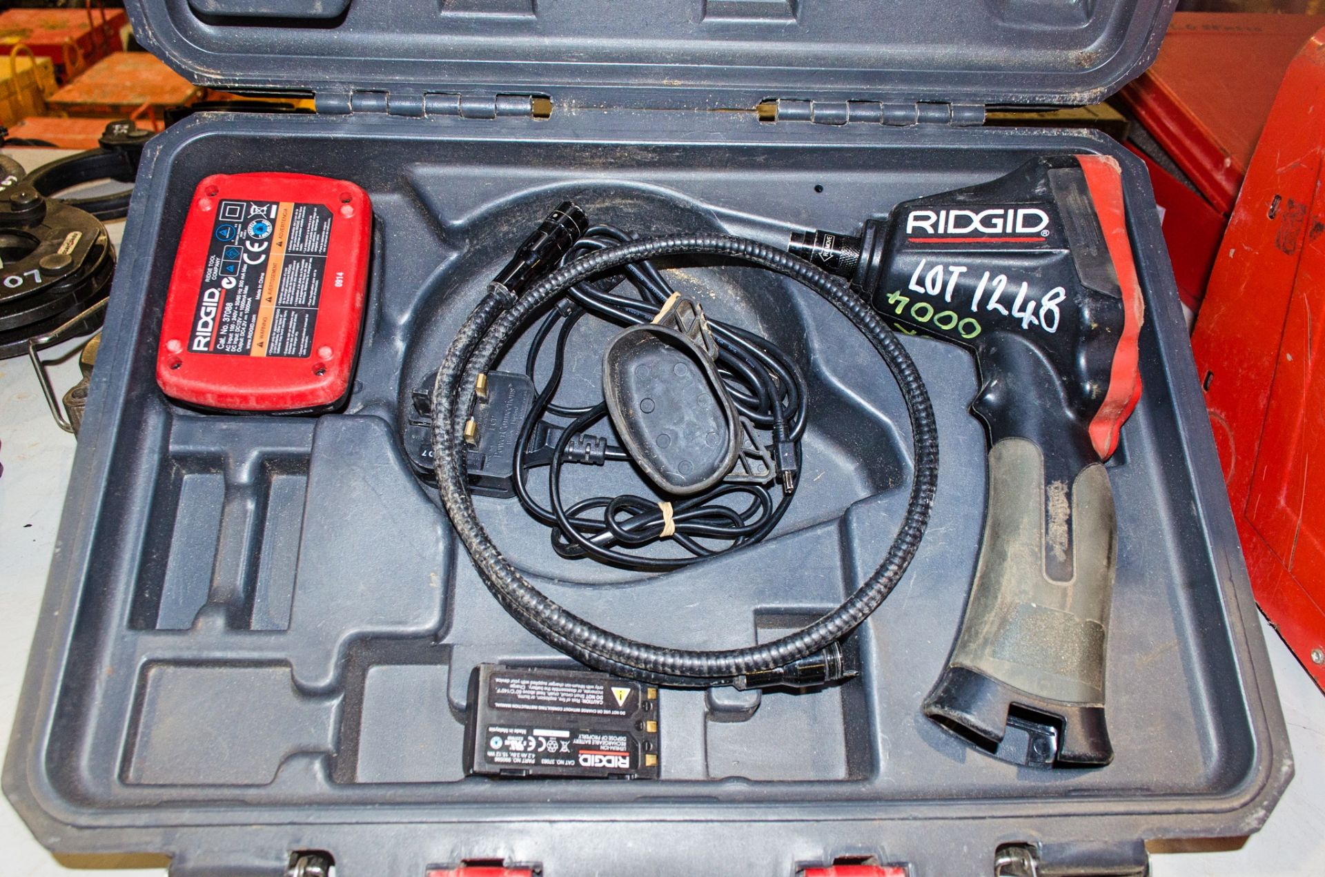 Ridgid Micro CA300 3.7v cordless inspection camera c/w battery, charger, camera lead and carry
