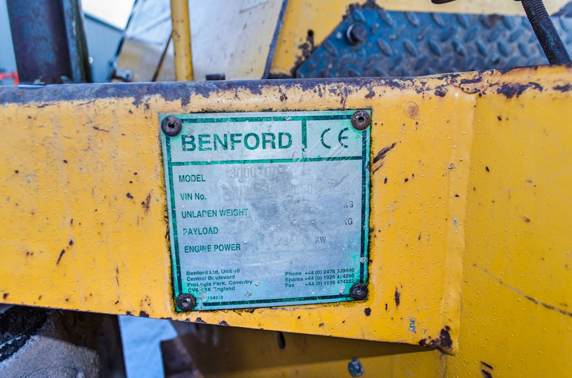 Terex PT3000 3 tonne straight skip dumper Year: 2005 S/N: E501AR010 Recorded hours: 2976 S5480 - Image 21 of 21