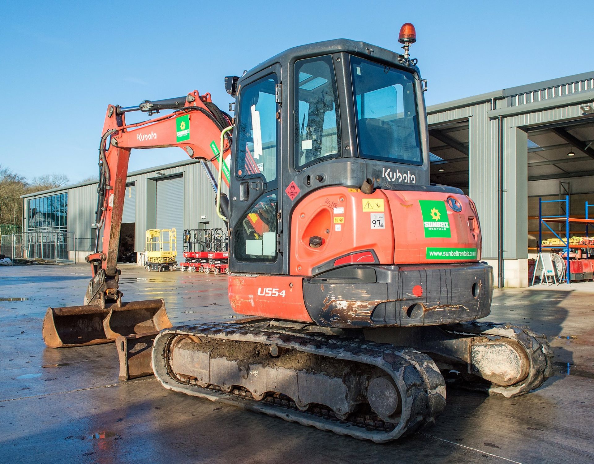 Kubota U55-4 5.5 tonne rubber tracked excavator Year: 2014 S/N: 52741 Recorded Hours: 3708 blade, - Image 3 of 20