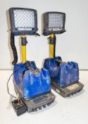 2 - K9 30 cordless LED work lights c/w charger ** 1 damaged ** 1512-0134, 1109-0651