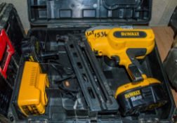 Dewalt DC618 18v cordless nail gun c/w 2 batteries, charger and carry case NFD226 CO