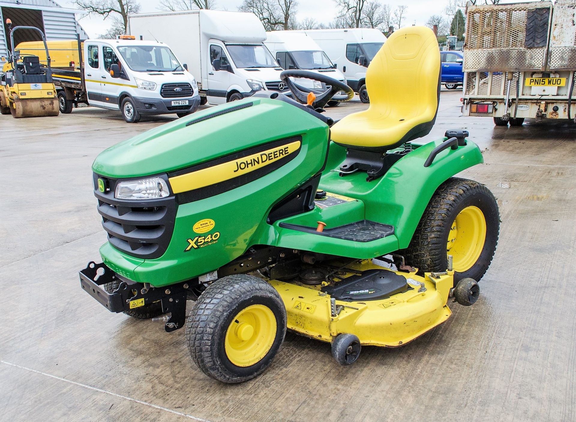 John Deere X540 petrol driven ride on lawnmower Year: 2011 Recorded Hours: 711 c/w 54 inch cutting