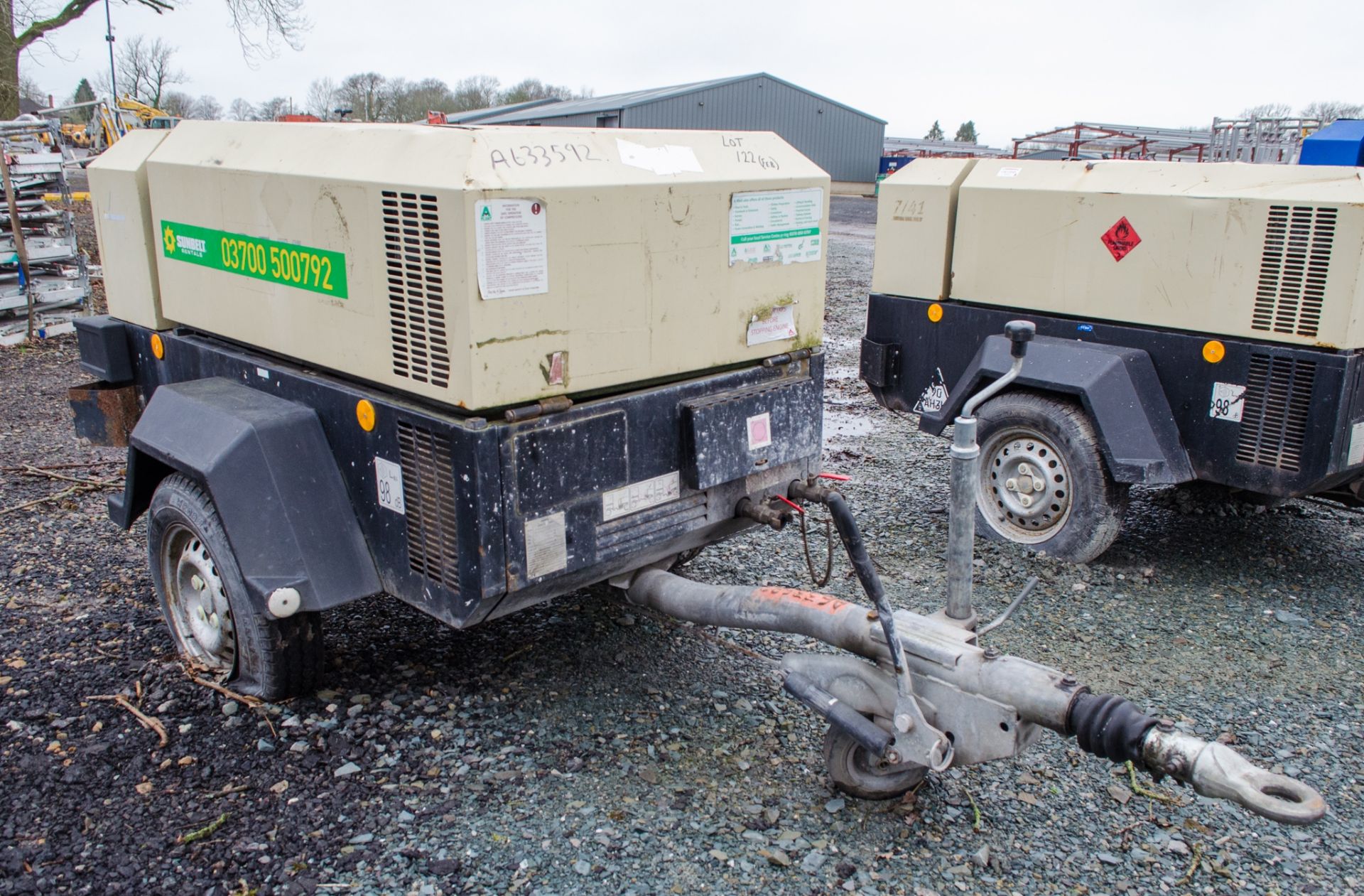 Doosan 741 diesel driven fast tow mobile air compressor Year: 2014 S/N: 432570 Recorded Hours: