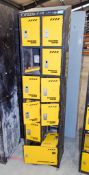 Battery bank 10 locker charging cabinet ** 2 doors unattached, 5 locks missing and no keys **