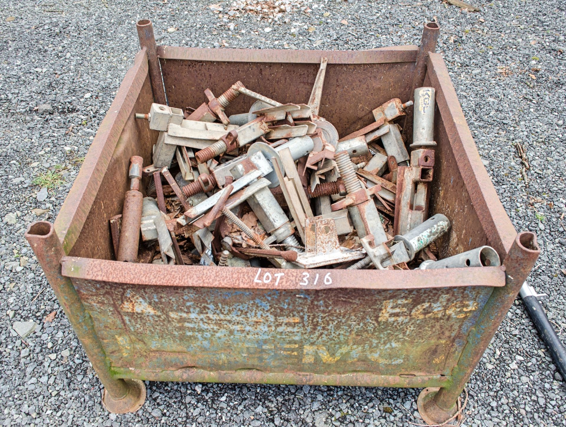 Stillage of Meva steel prop components as photographed