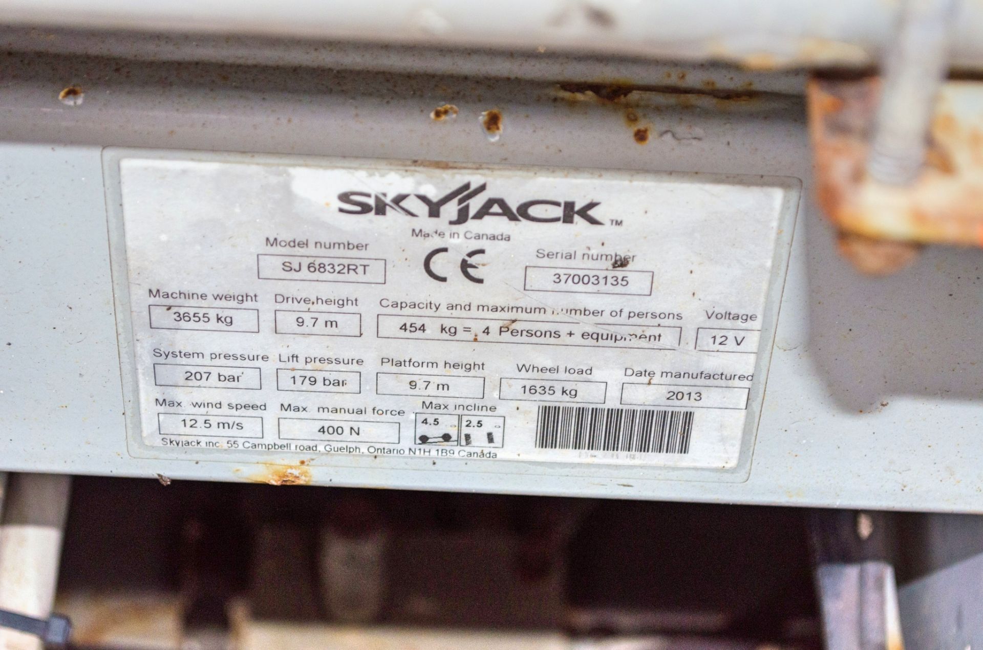 Skyjack SJ6832RT diesel driven scissor lift Year: 2013 S/N: 37003135 Recorded Hours: 1042 A699081 - Image 14 of 14