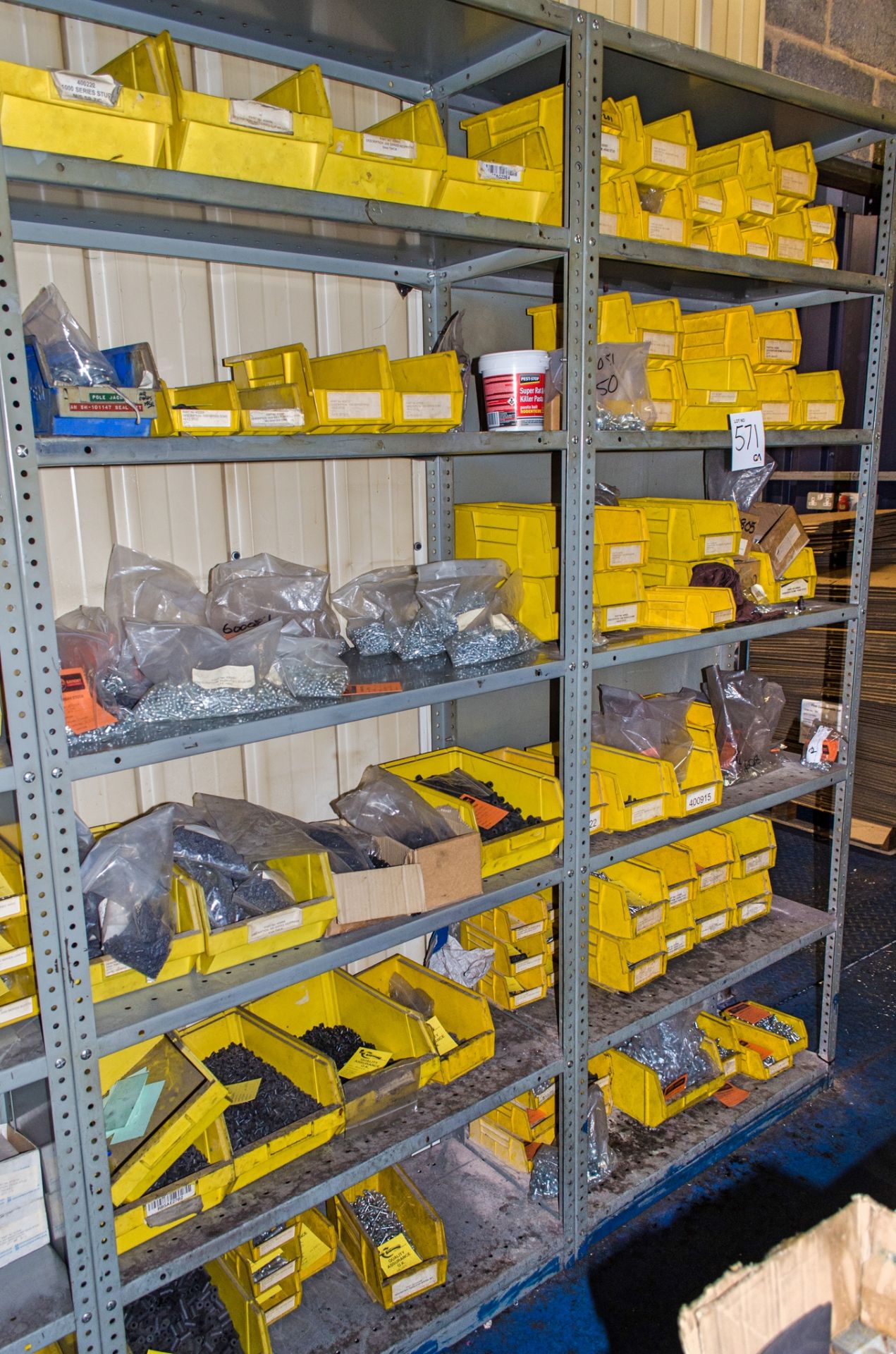 28 bays of steel racking and entire contents of stores area as photographed. - Image 4 of 15