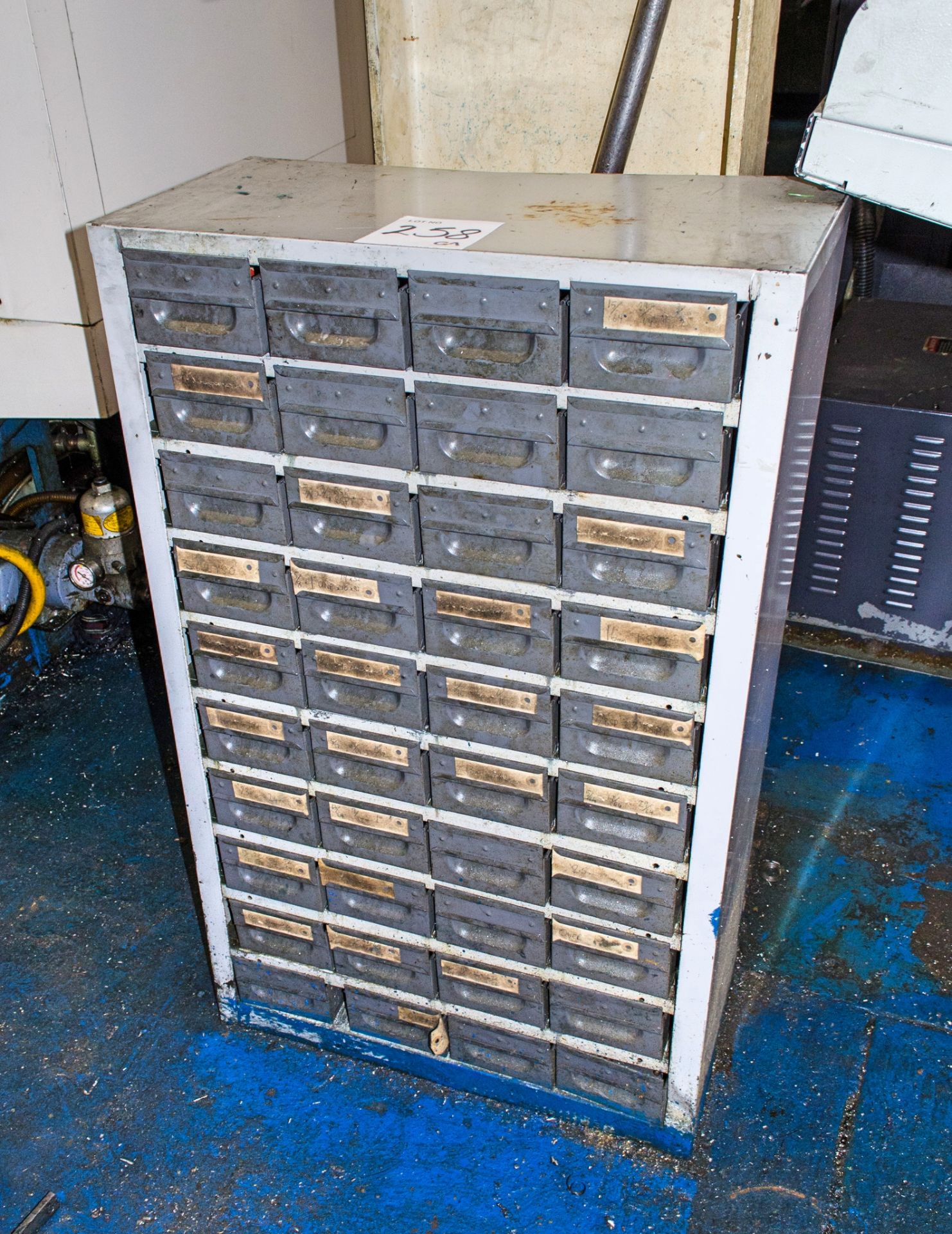 40 drawer steel parts drawer c/w contents as photographed