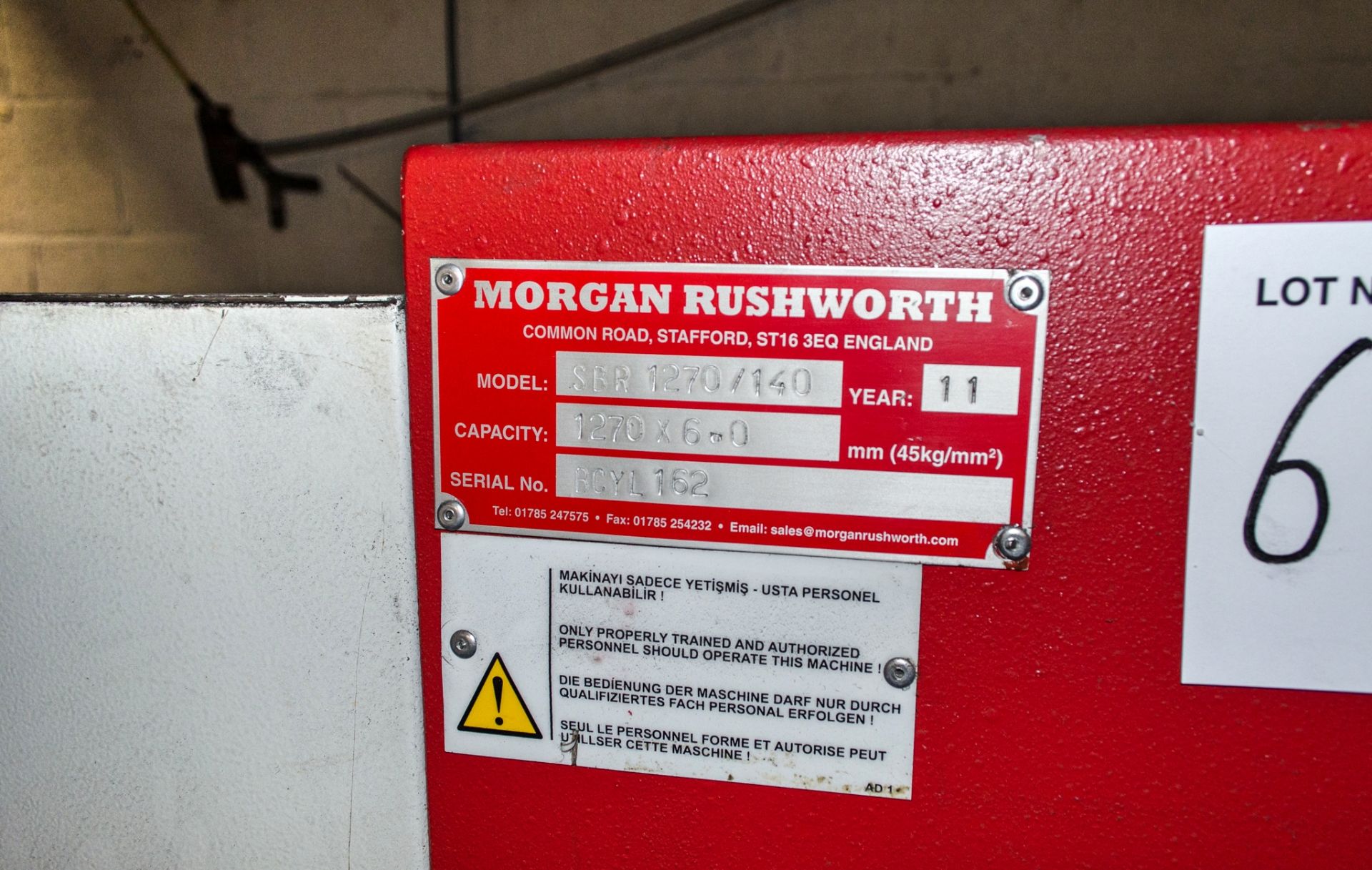 Morgan Rushworth SBR1270/140 powered rolls 1270 max 6mm capacity Year: 2011 S/N: BCYL162 c/w control - Image 5 of 5
