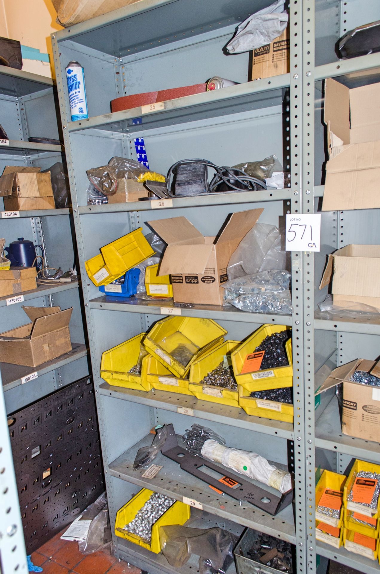 28 bays of steel racking and entire contents of stores area as photographed. - Image 8 of 15