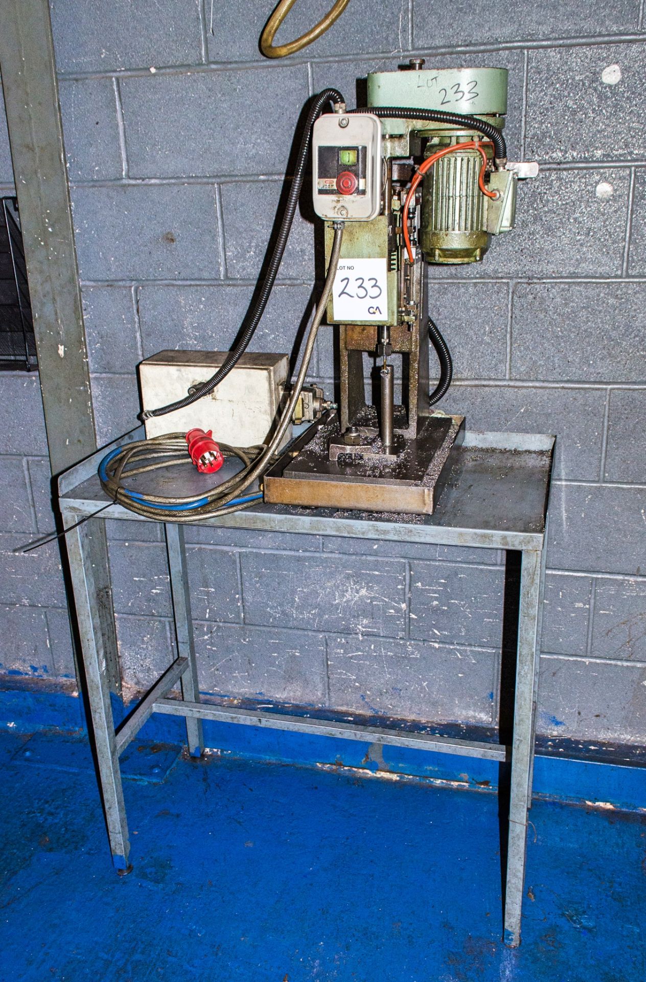Tapping machine c/w steel bench
