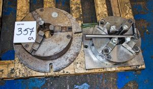 4 jaw and 3 jaw chuck each c/w mounting plate