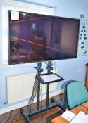 Hitachi 55" monitor type 55HK6100U A c/w remote control and mobile stand