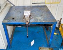 Steel work bench c/w bench vice