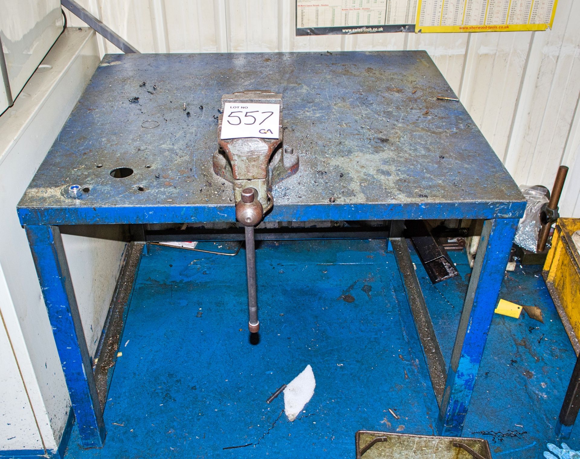 Steel work bench c/w bench vice