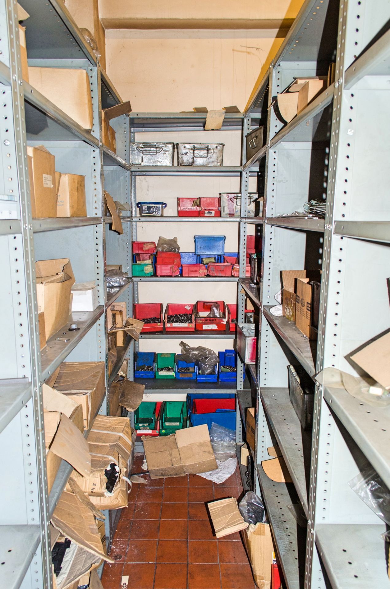 28 bays of steel racking and entire contents of stores area as photographed. - Image 13 of 15